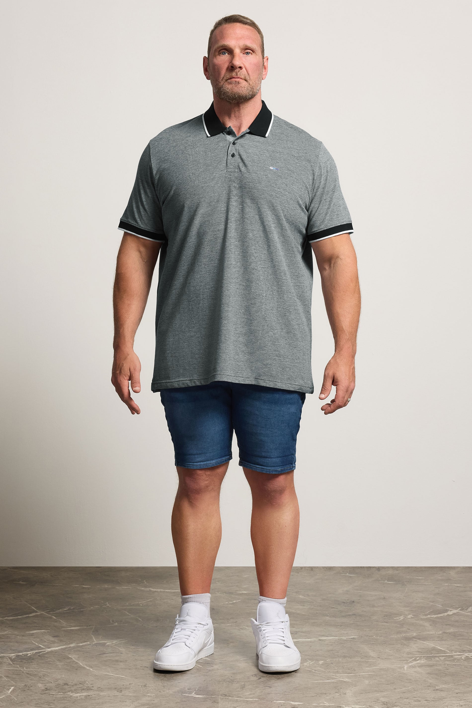 BadRhino Big & Tall Grey & Black Tipped Polo Shirt | BadRhino 1