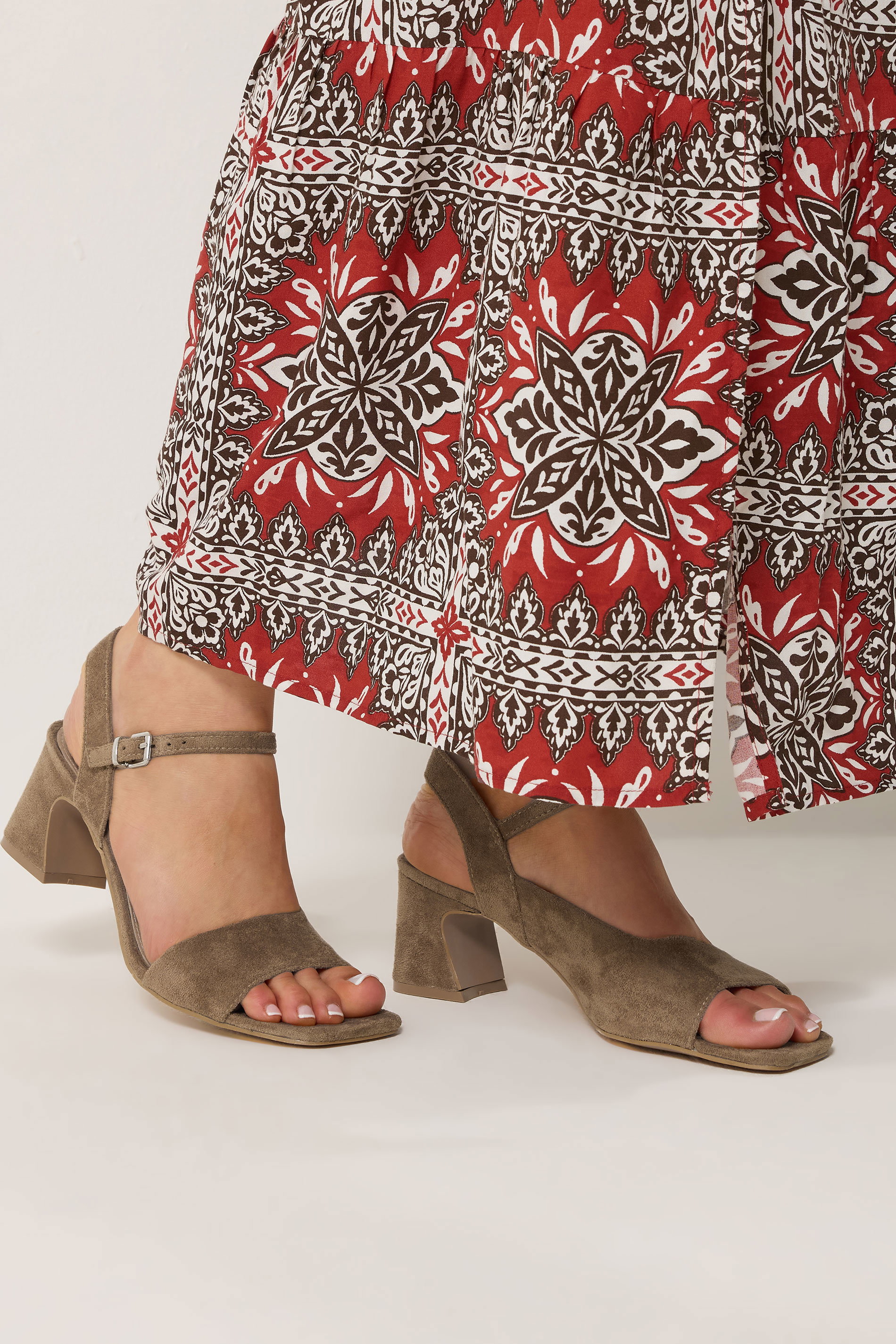 LTS Natural Brown Faux Suede Block Heel In Standard Fit | Long Tall Sally 1