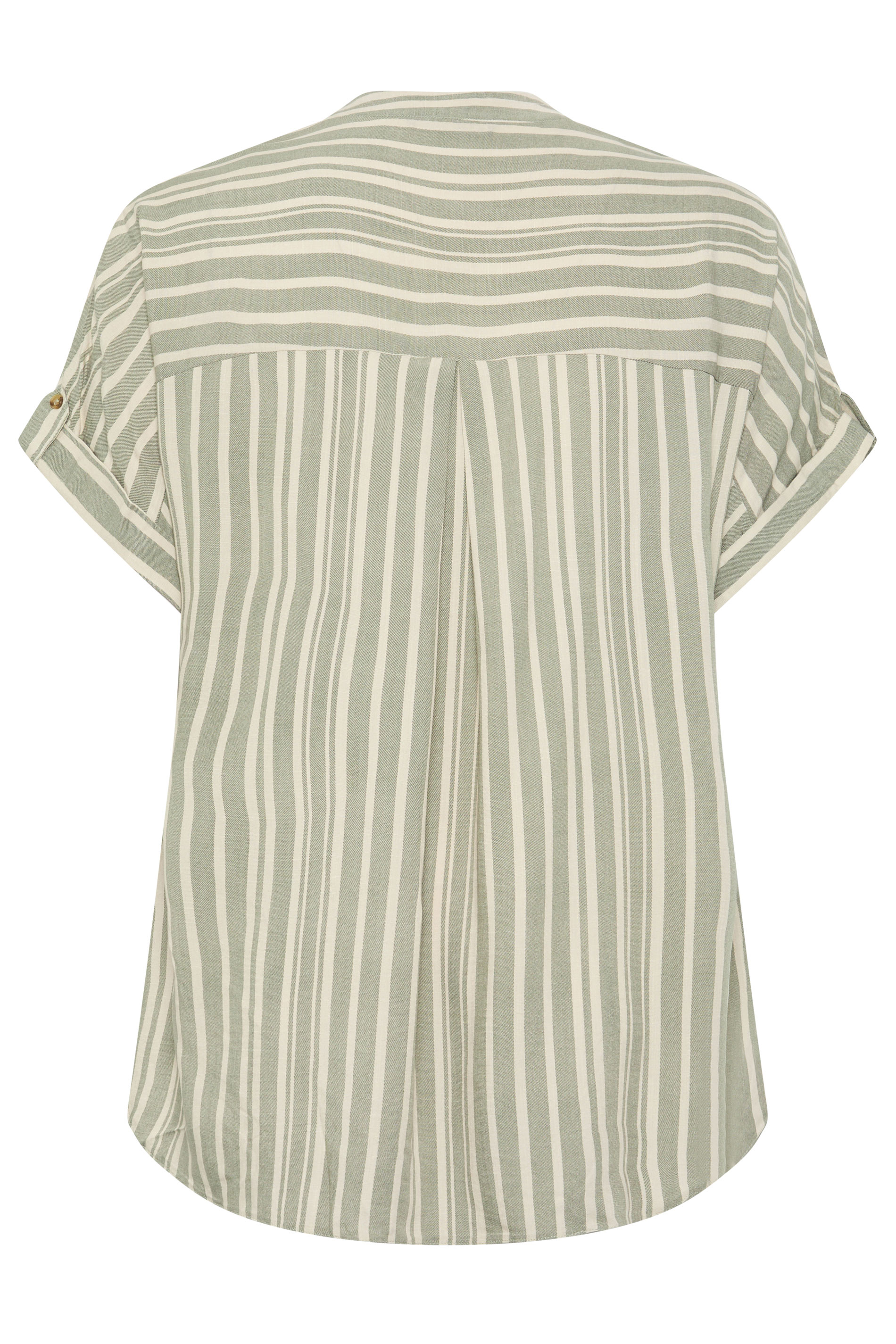 YOURS Plus Size Green Stripe Tab Detail Shirt | Yours Clothing 6
