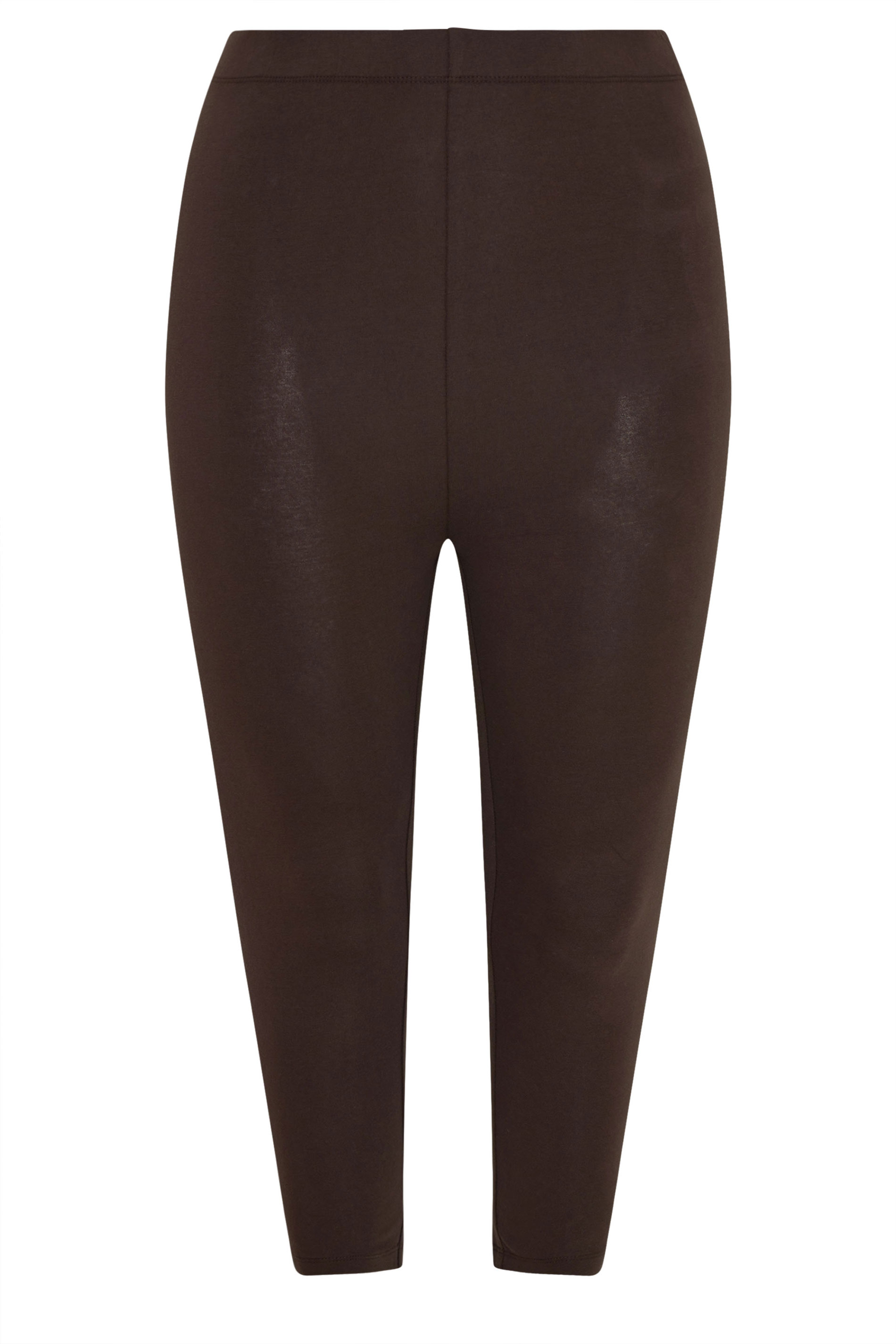 YOURS Plus Size Chocolate Brown Elasticated Waist Cropped Leggings | Yours Clothing 5