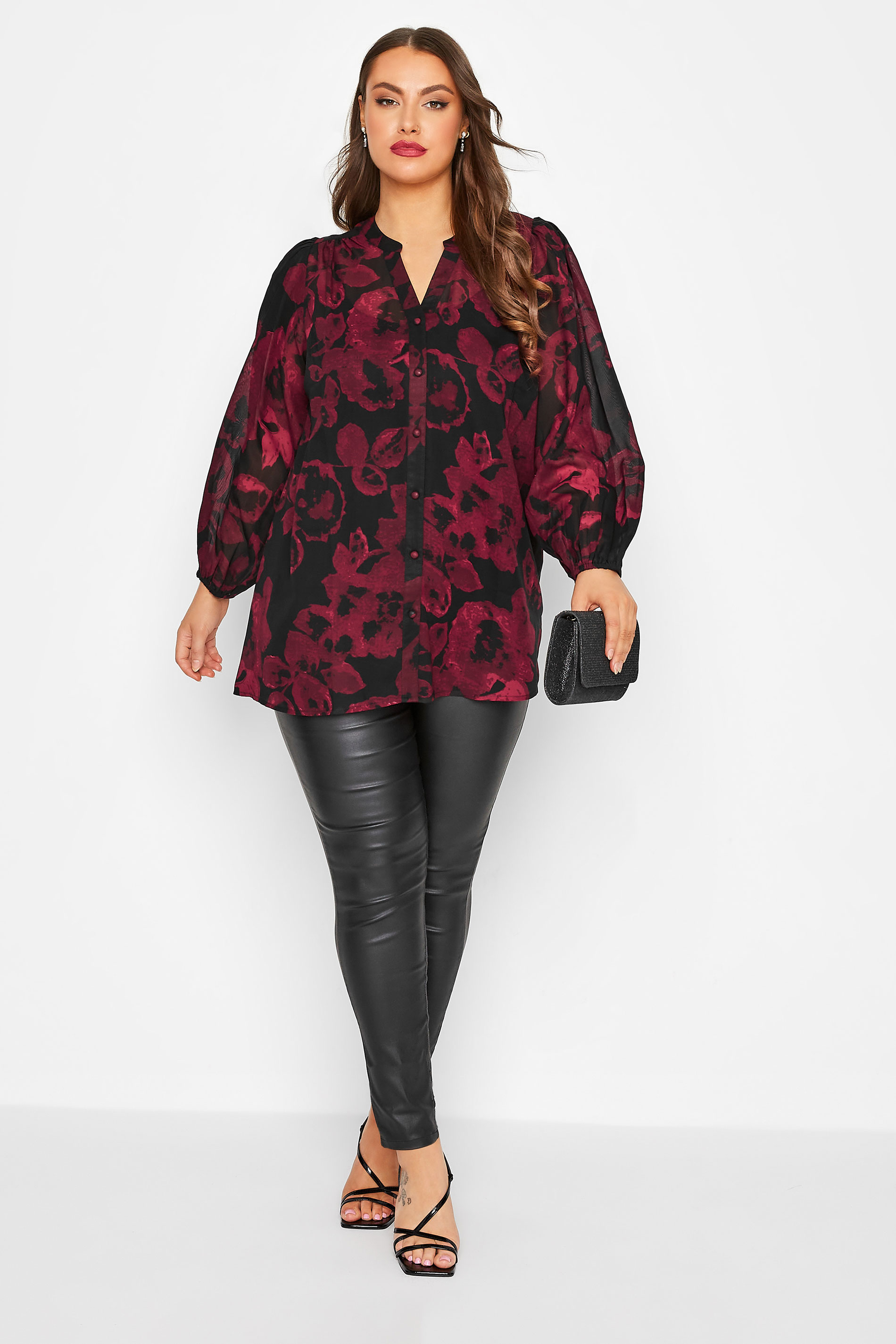YOURS LONDON Curve Black Floral Print Blouse | Yours Clothing 2
