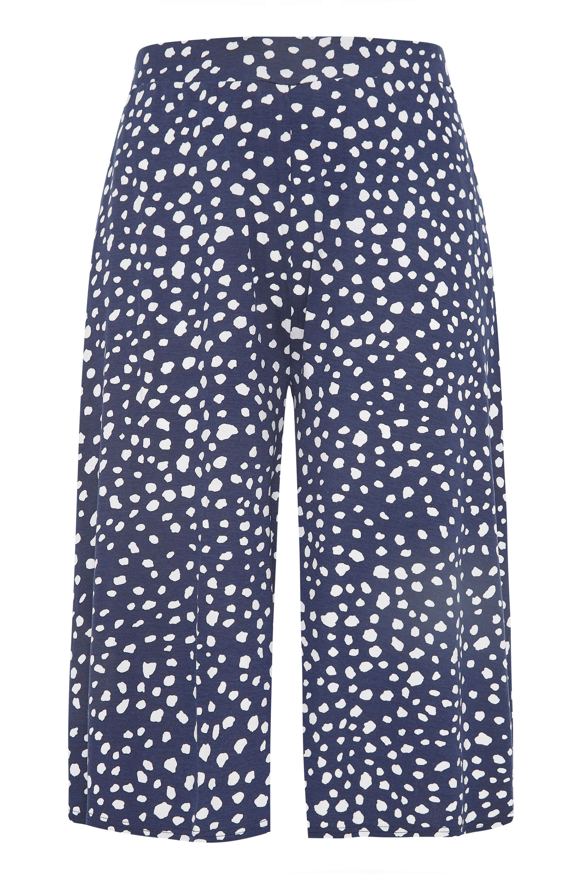 Navy Animal Spot Print Culottes | Yours Clothing