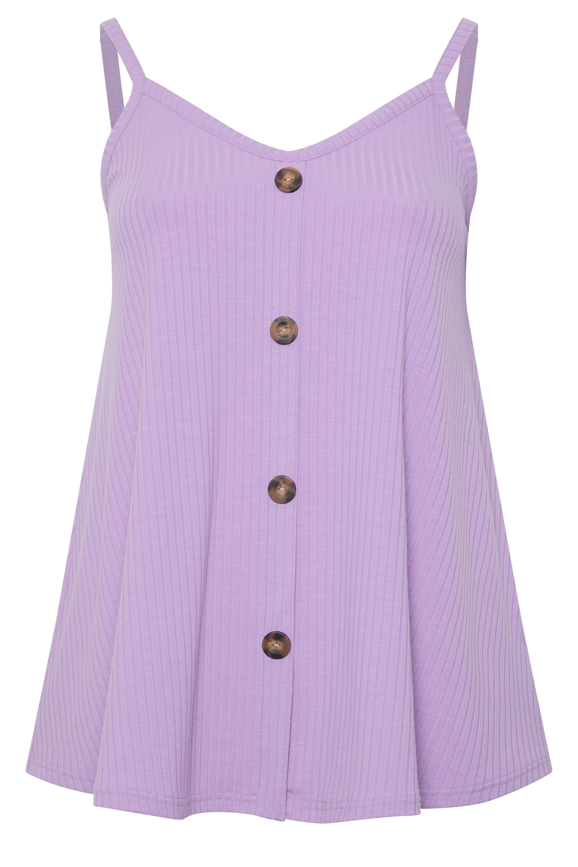 YOURS Plus Size Lilac Purple Ribbed Swing Vest Top | Yours Clothing 1