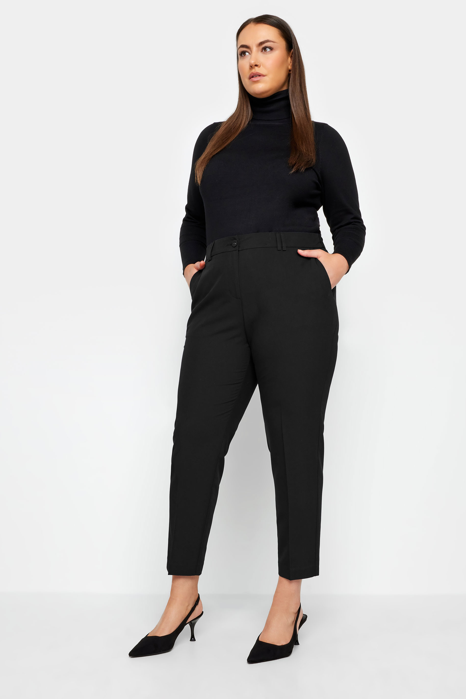 Evans Black High Waisted Slim Fit Trousers 2