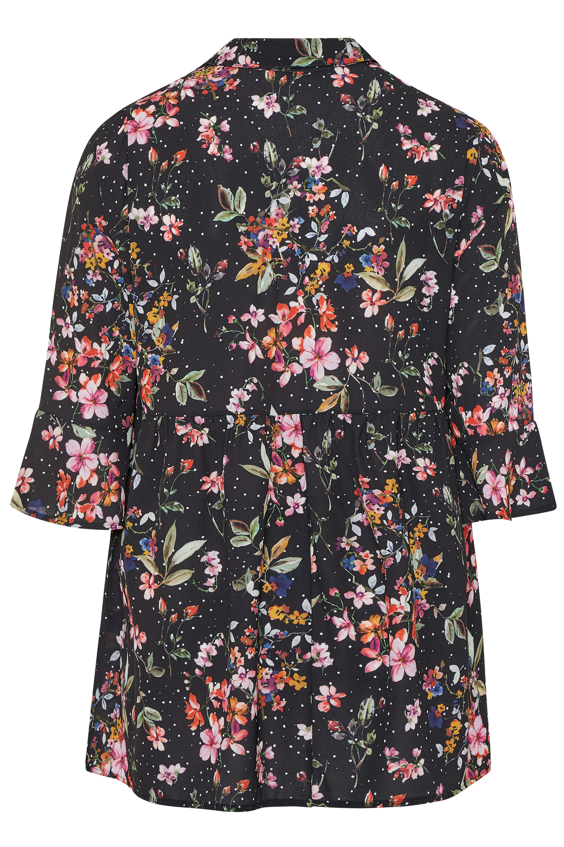 Black Floral Smock Shirt | Yours Clothing