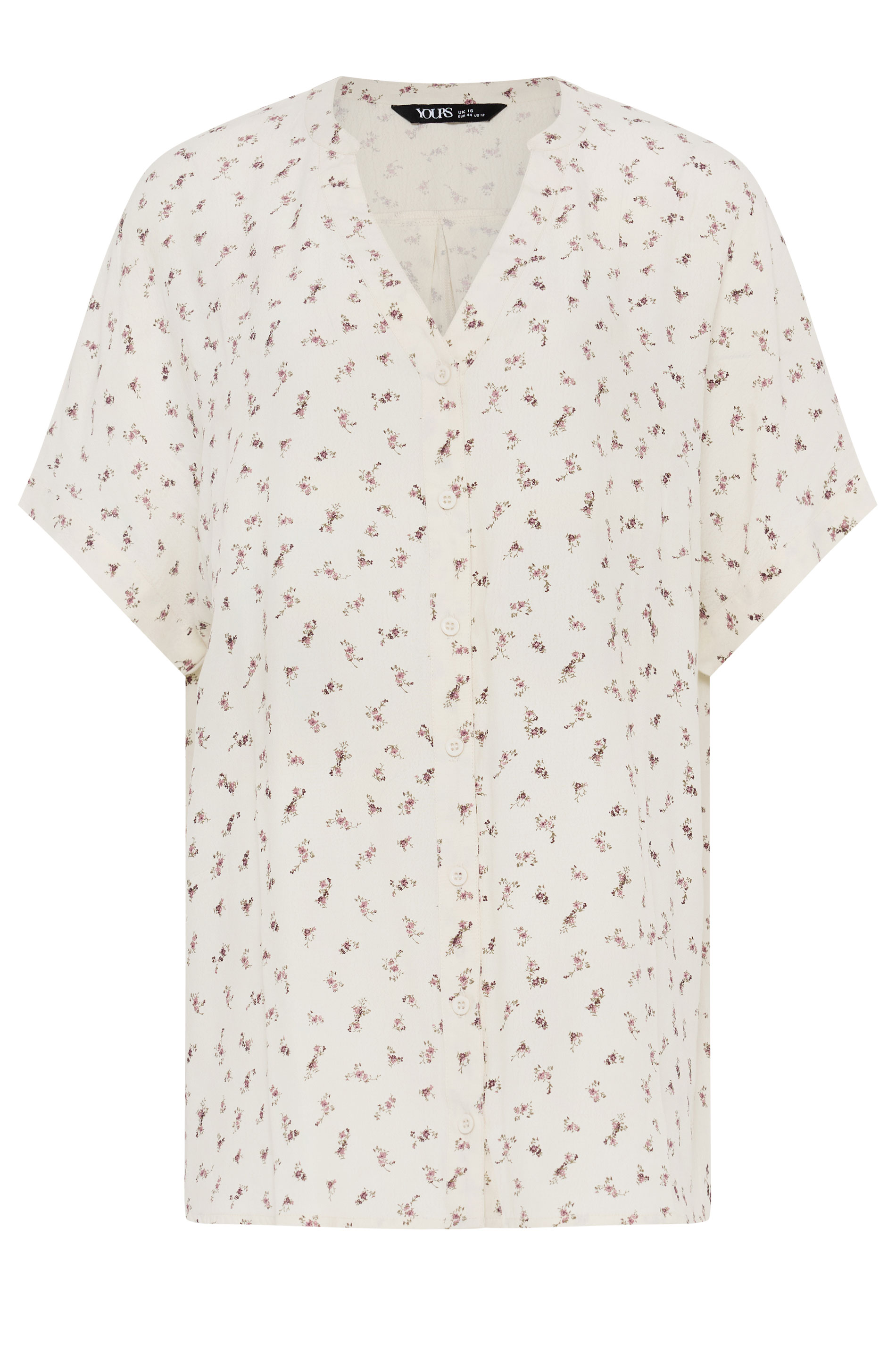 YOURS Plus Size Ivory White Ditsy Floral Dobby Blouse | Yours Clothing 5