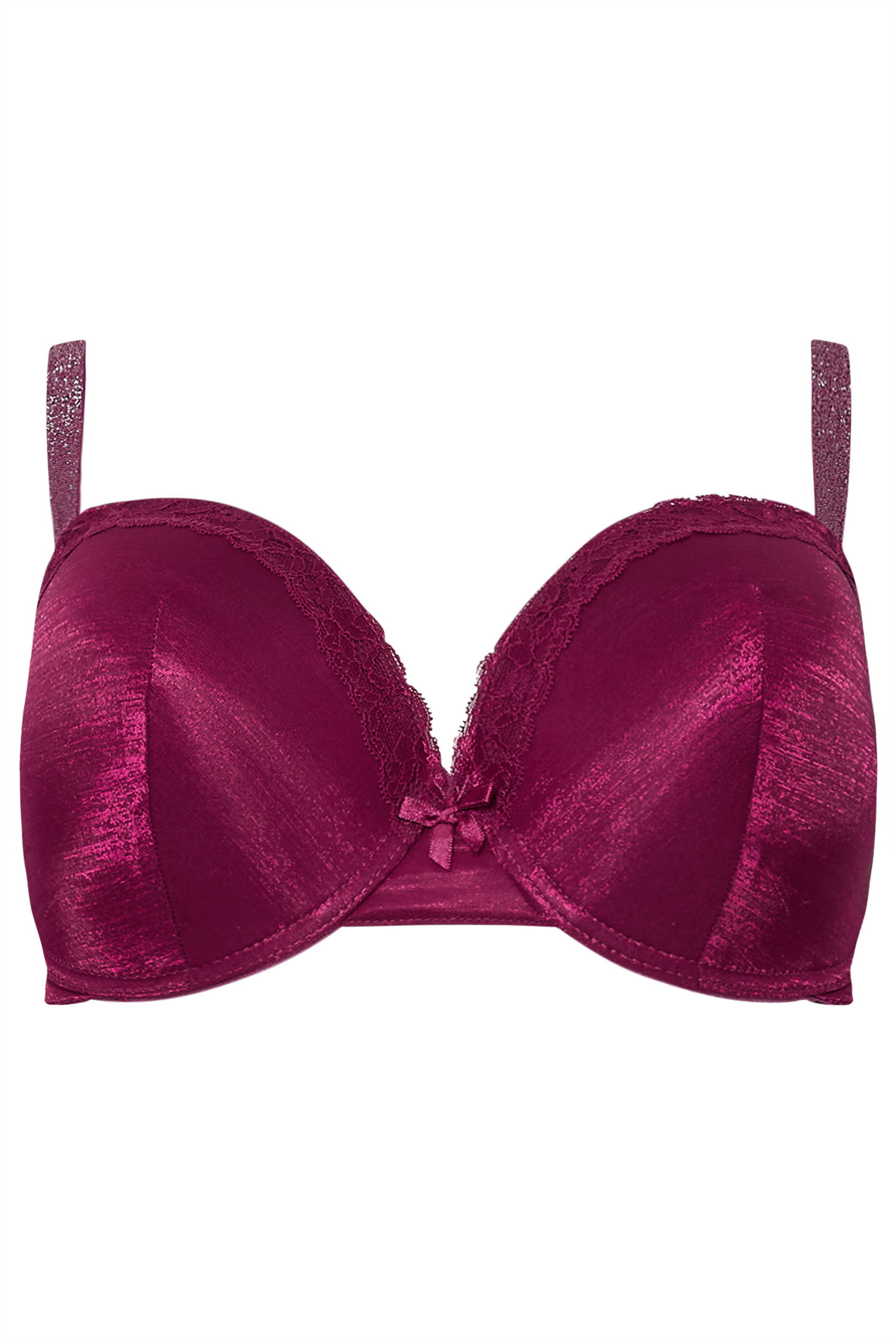 M&Co 2 PACK Burgundy Red & Black Satin T-Shirt Bra | M&Co 8