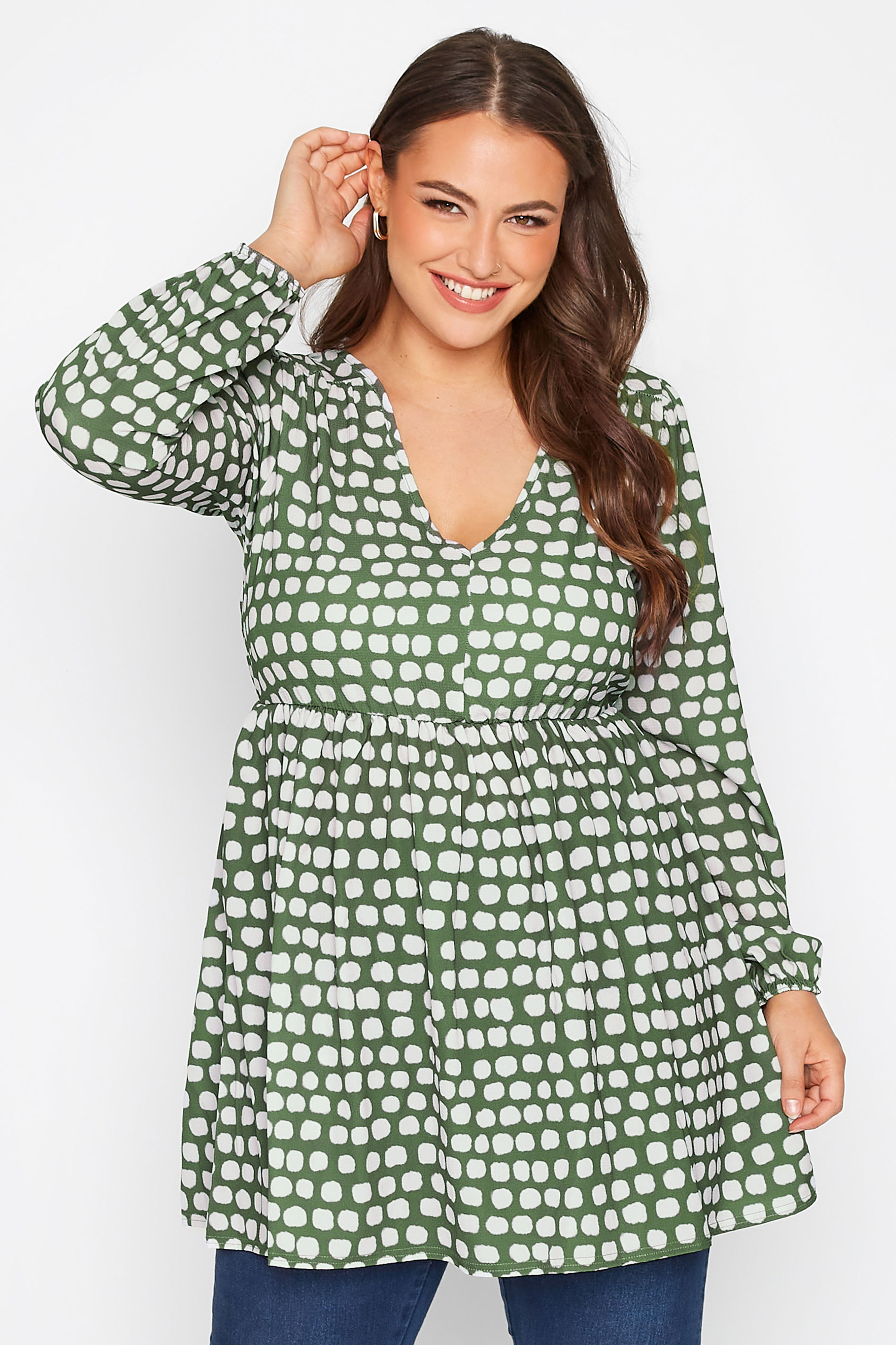 YOURS LONDON Green Pebble Print Tunic Top | Yours Clothing 1