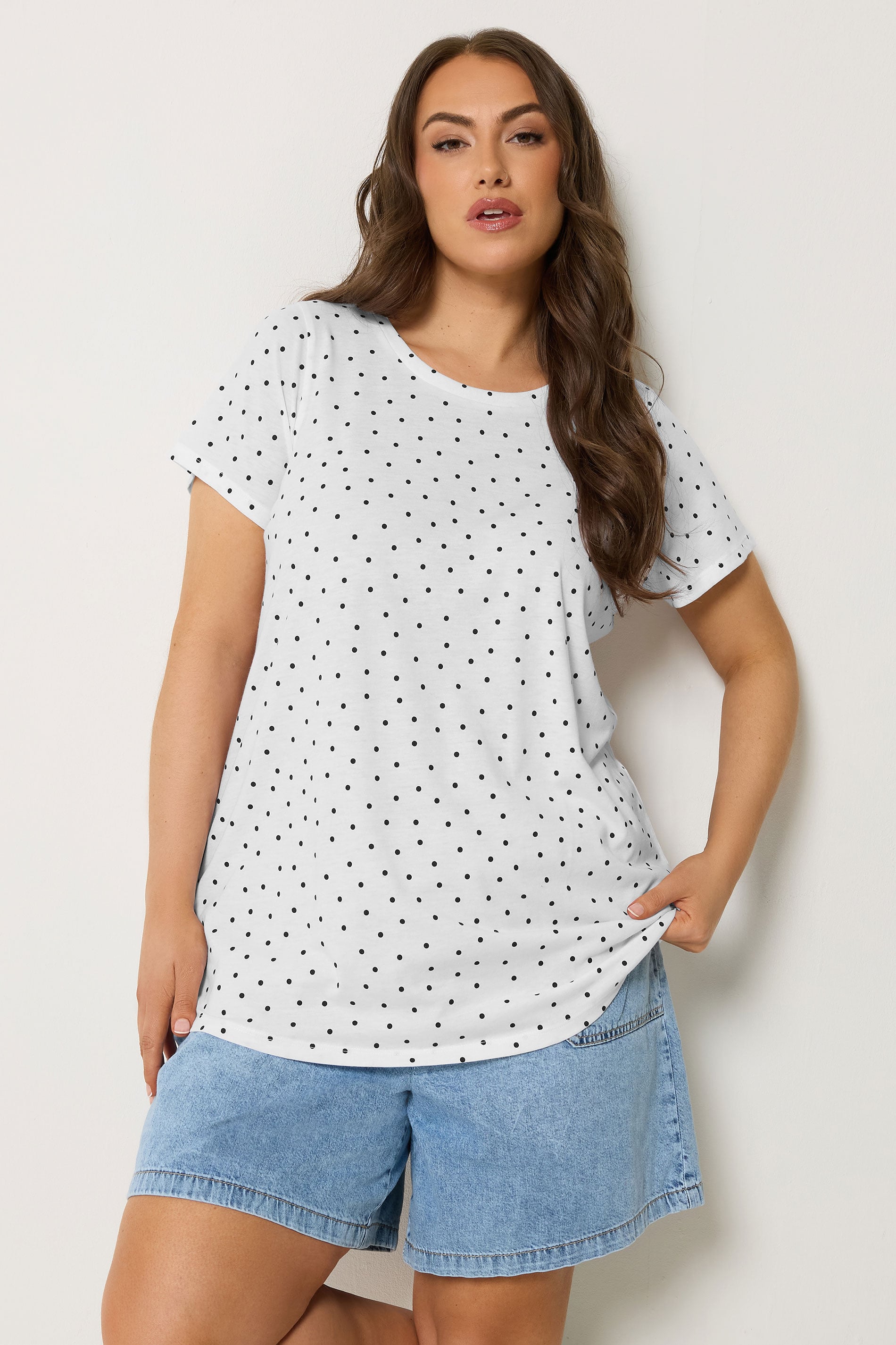 YOURS Plus Size Polka Dot Short Sleeve Top | Yours Clothing 3