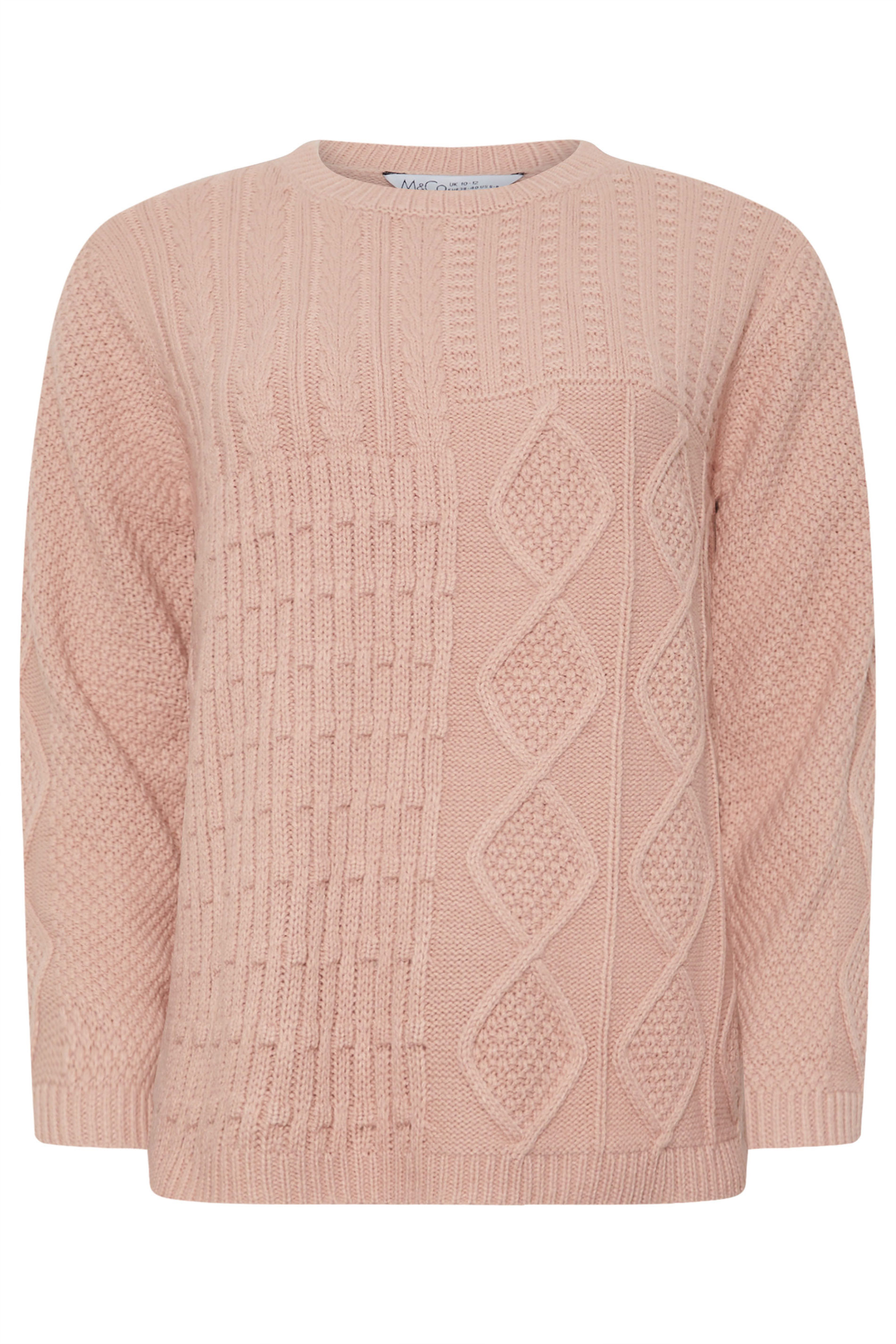 M&Co Blush Pink Cable Knit Patchwork Jumper | M&Co 6