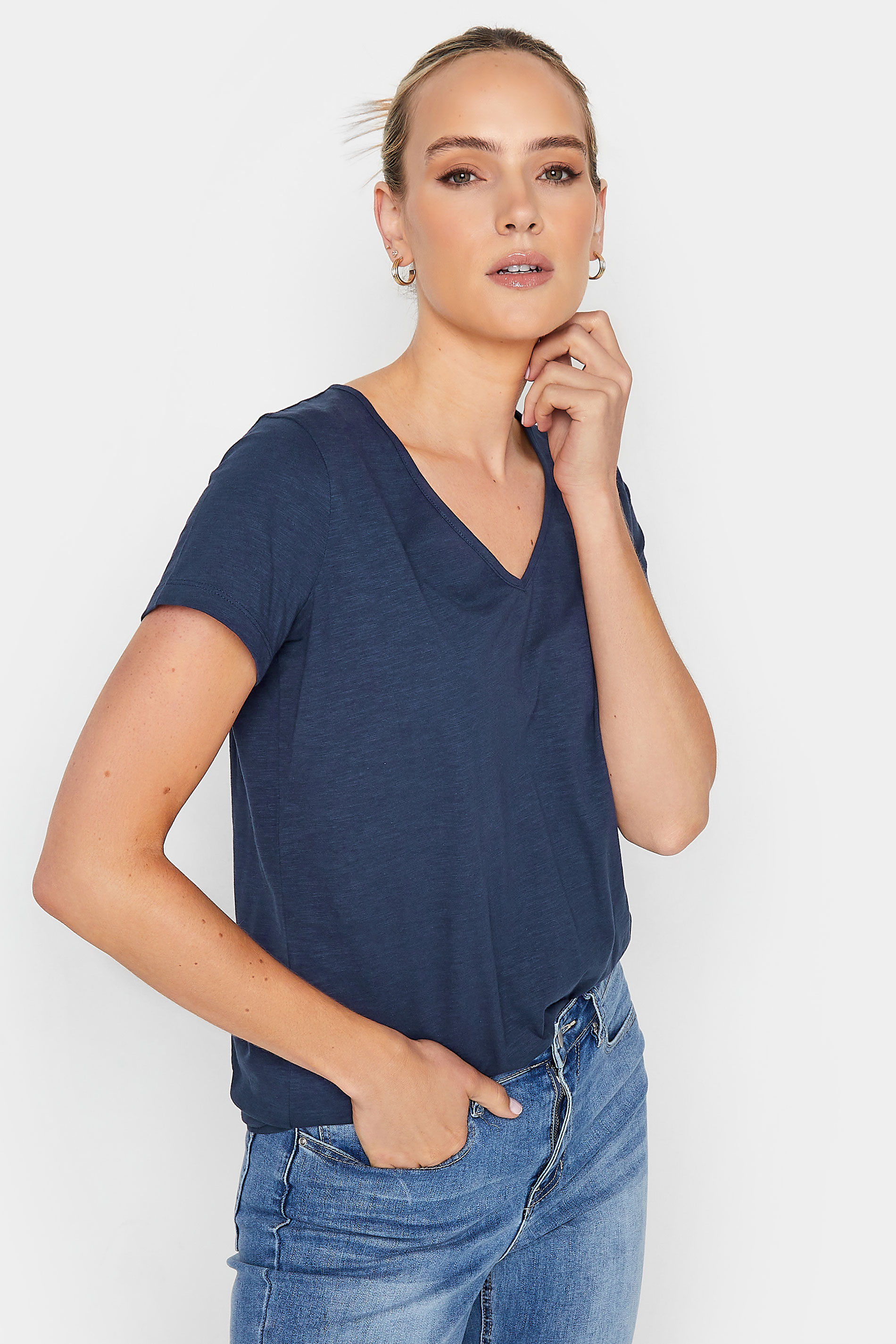 LTS Tall Women's Navy Blue V-Neck T-Shirt | Long Tall Sally 1