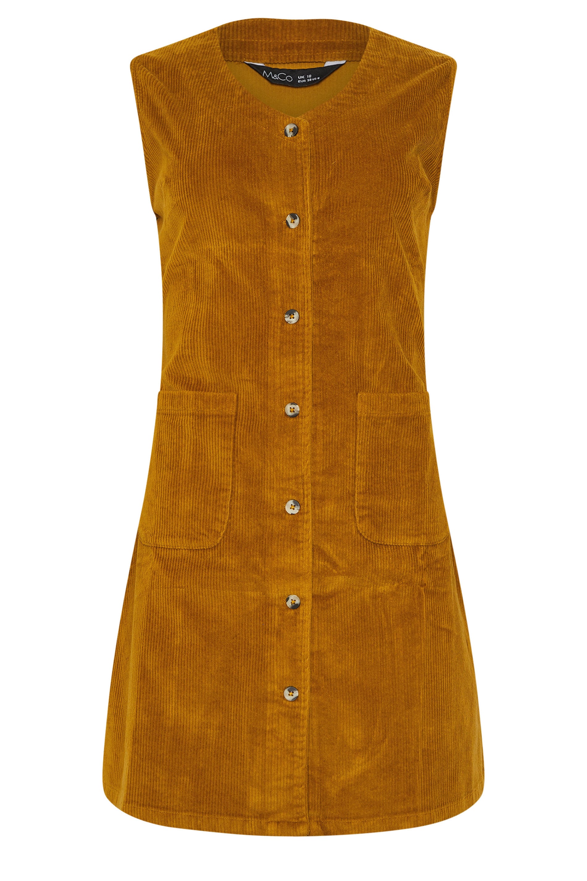 M&Co Orange Cord Button Through Pinafore Dress | M&Co  6