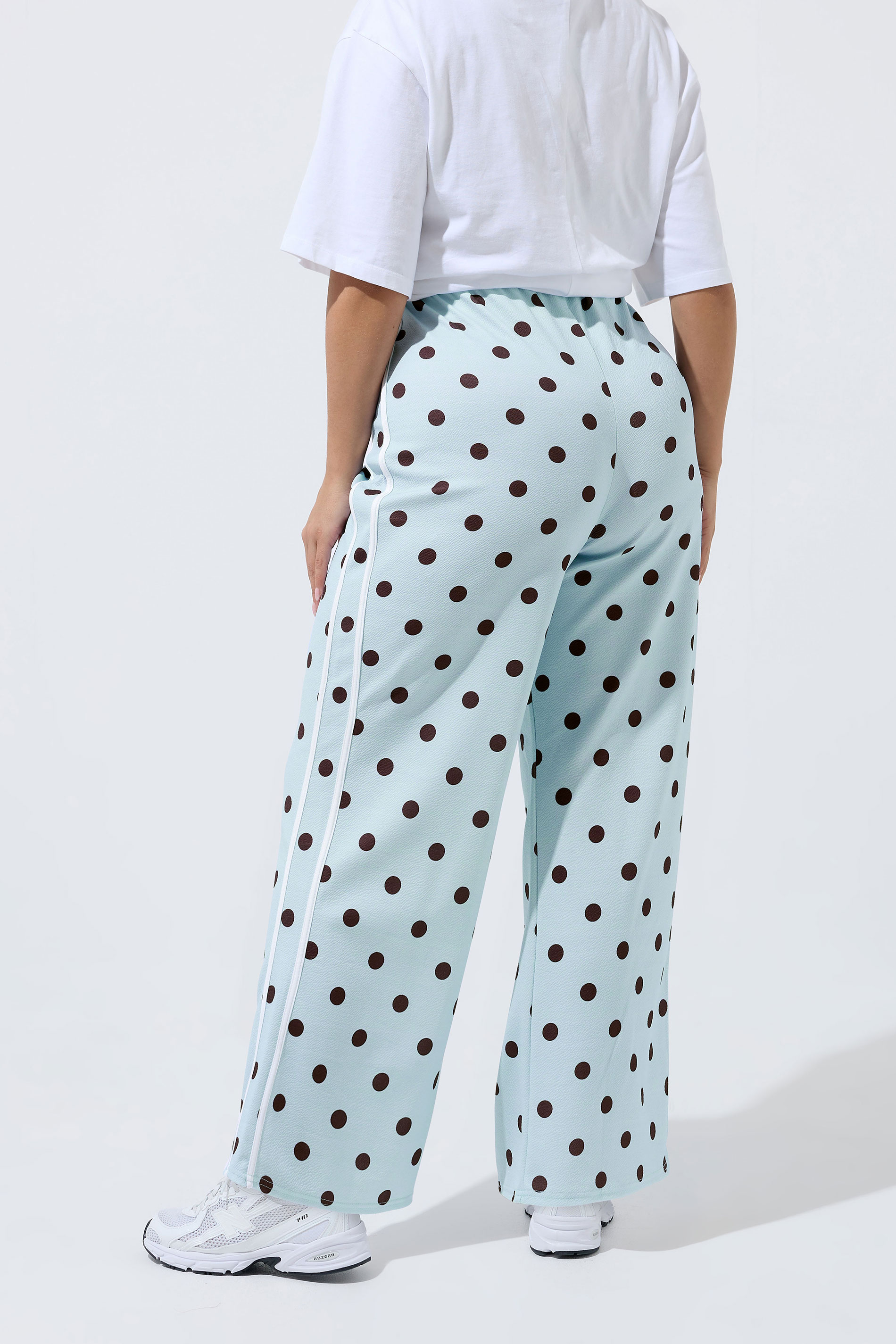 LIMITED COLLECTION Plus Size Blue Polka Dot Side Stripe Trousers | Yours Clothing 4