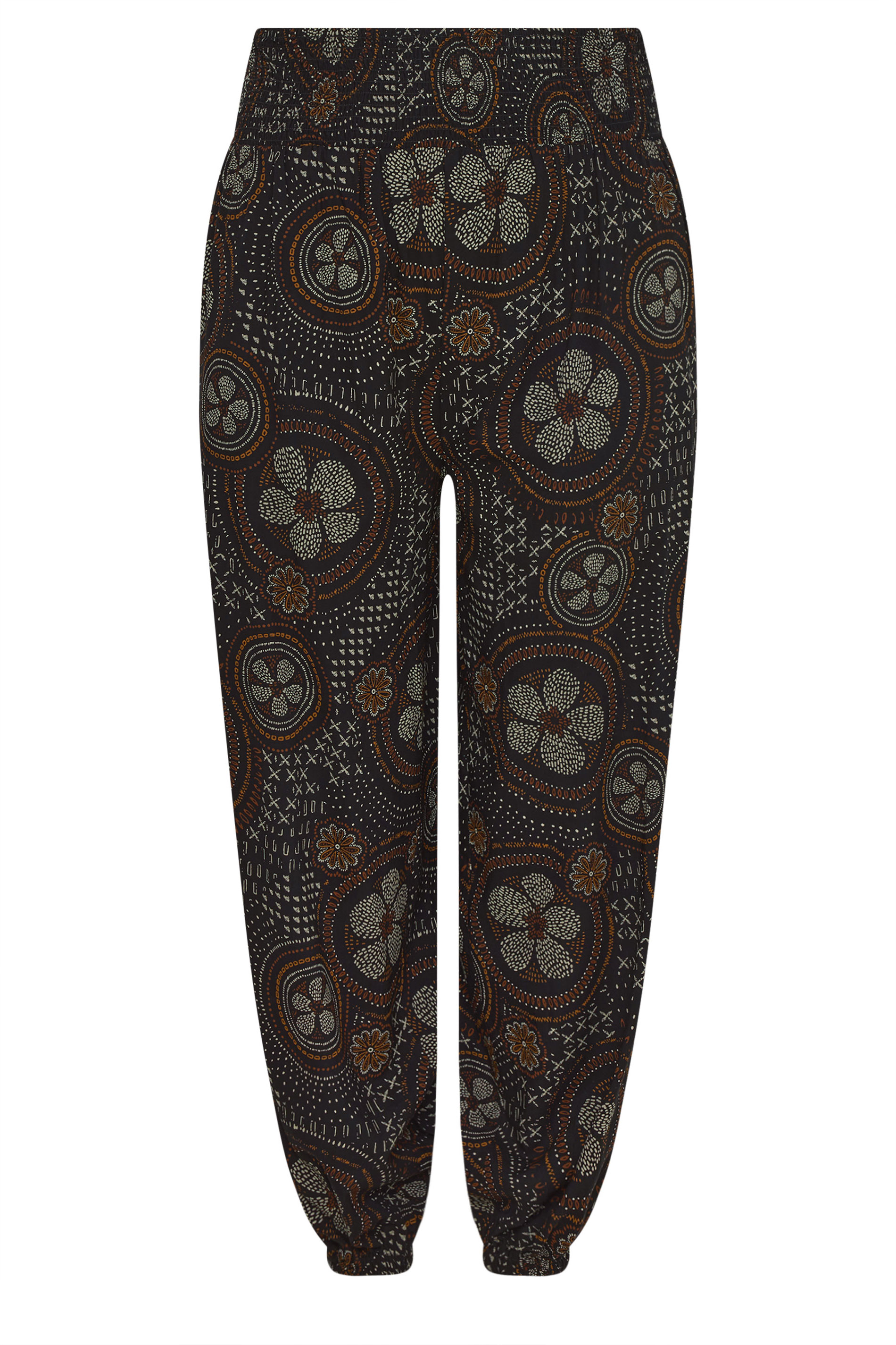 YOURS Plus Size Black Abstract Floral Balloon Trousers | Yours Clothing 5