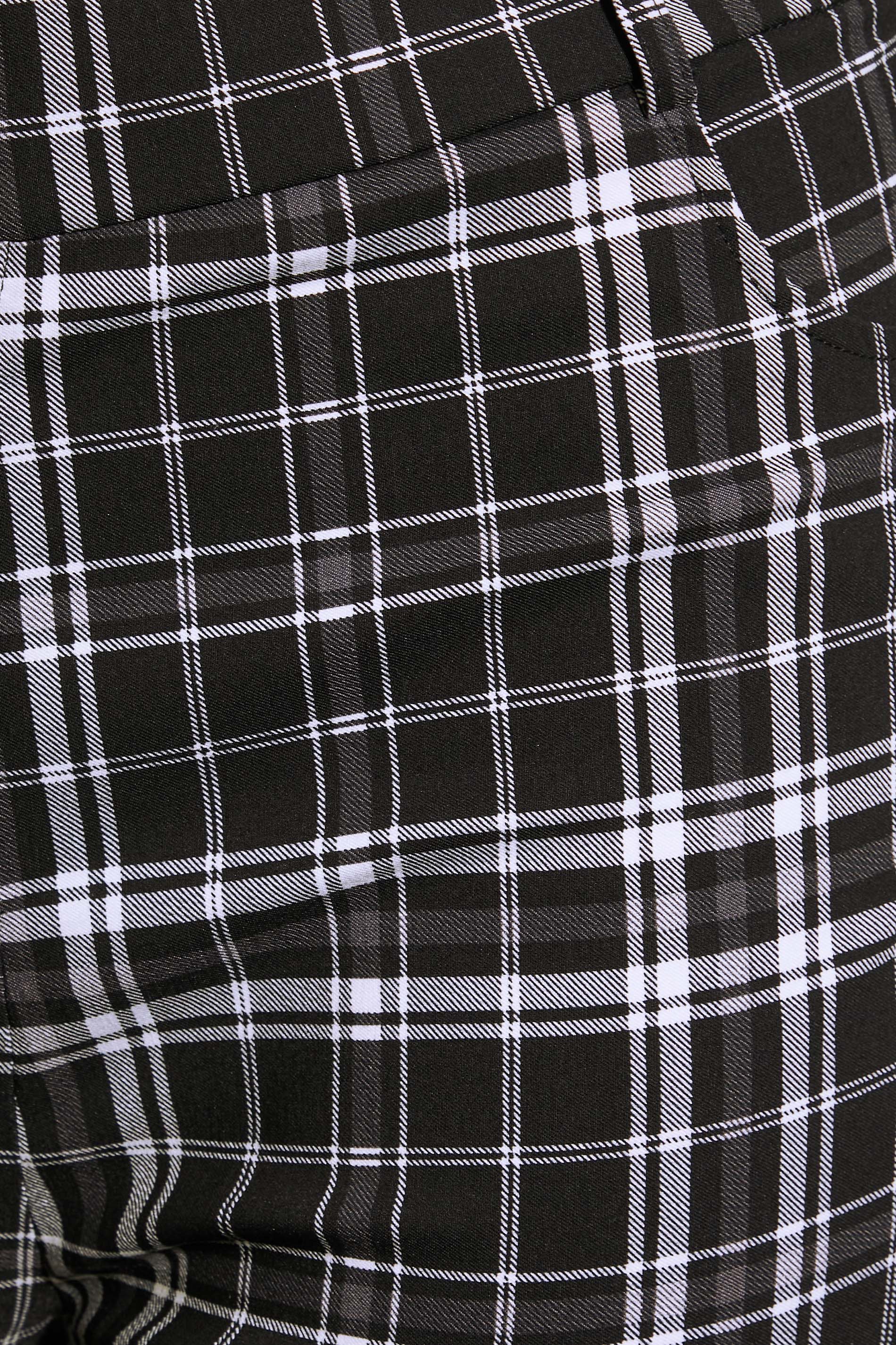 Plus Size Black Check Print Bengaline Slim Leg Stretch Trousers | Yours Clothing 3