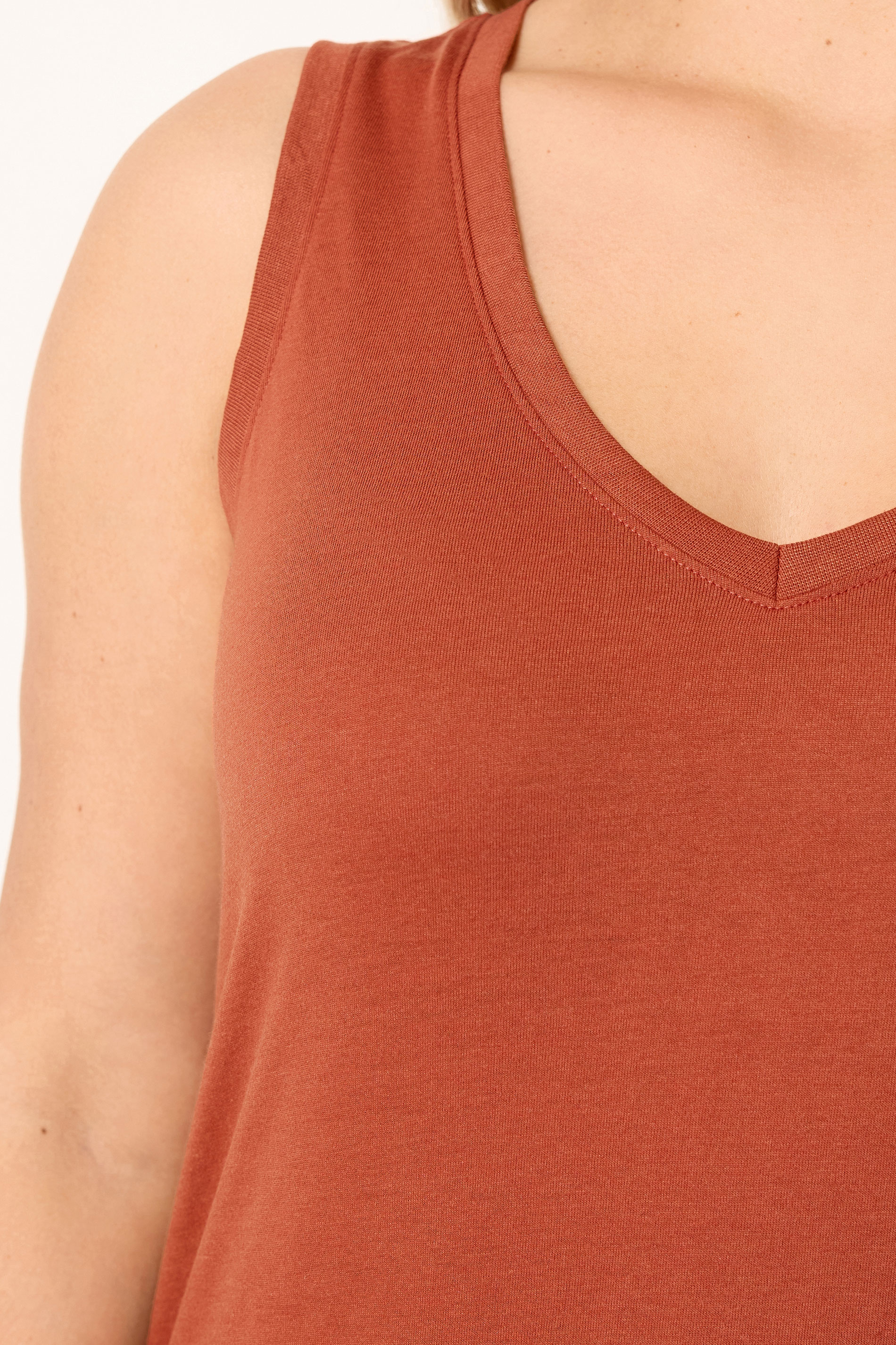 YOURS Plus Size Burnt Orange V-Neck Vest Top | Yours Clothing 4