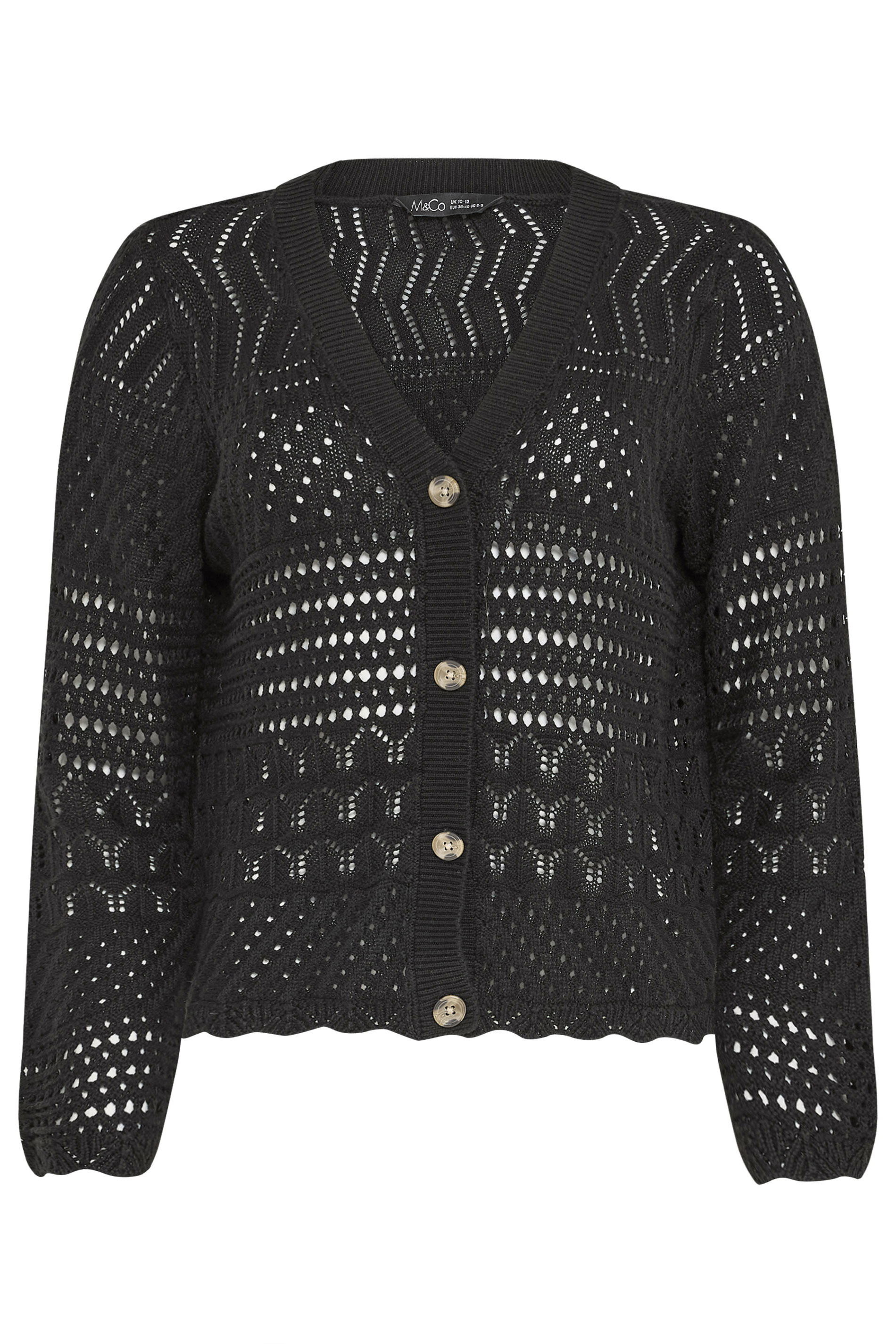 M&Co Black Crochet Button Through Cardigan | M&Co 5