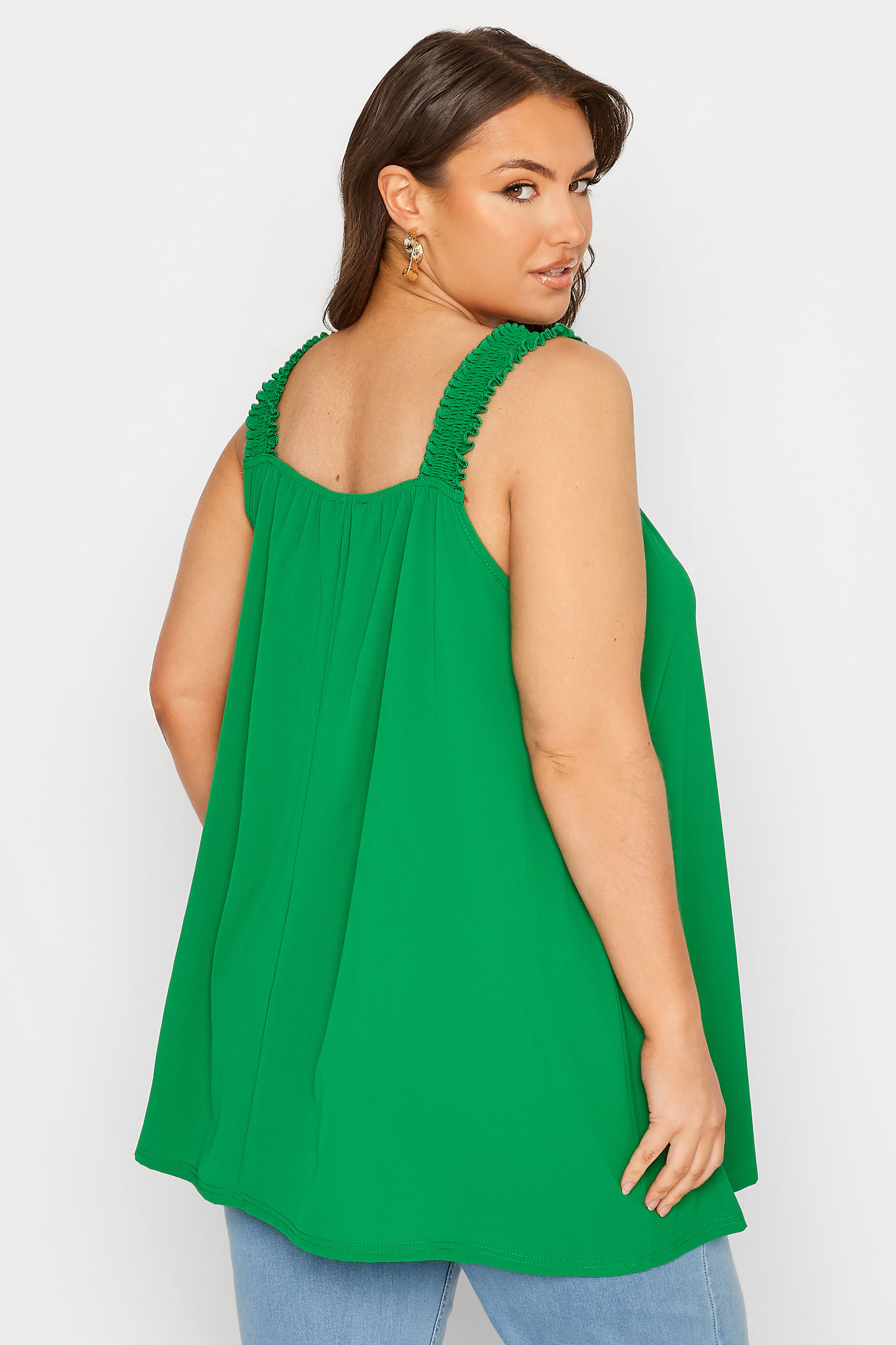 LIMITED COLLECTION Plus Size Green Shirred Strap Vest Top | Yours Clothing  3
