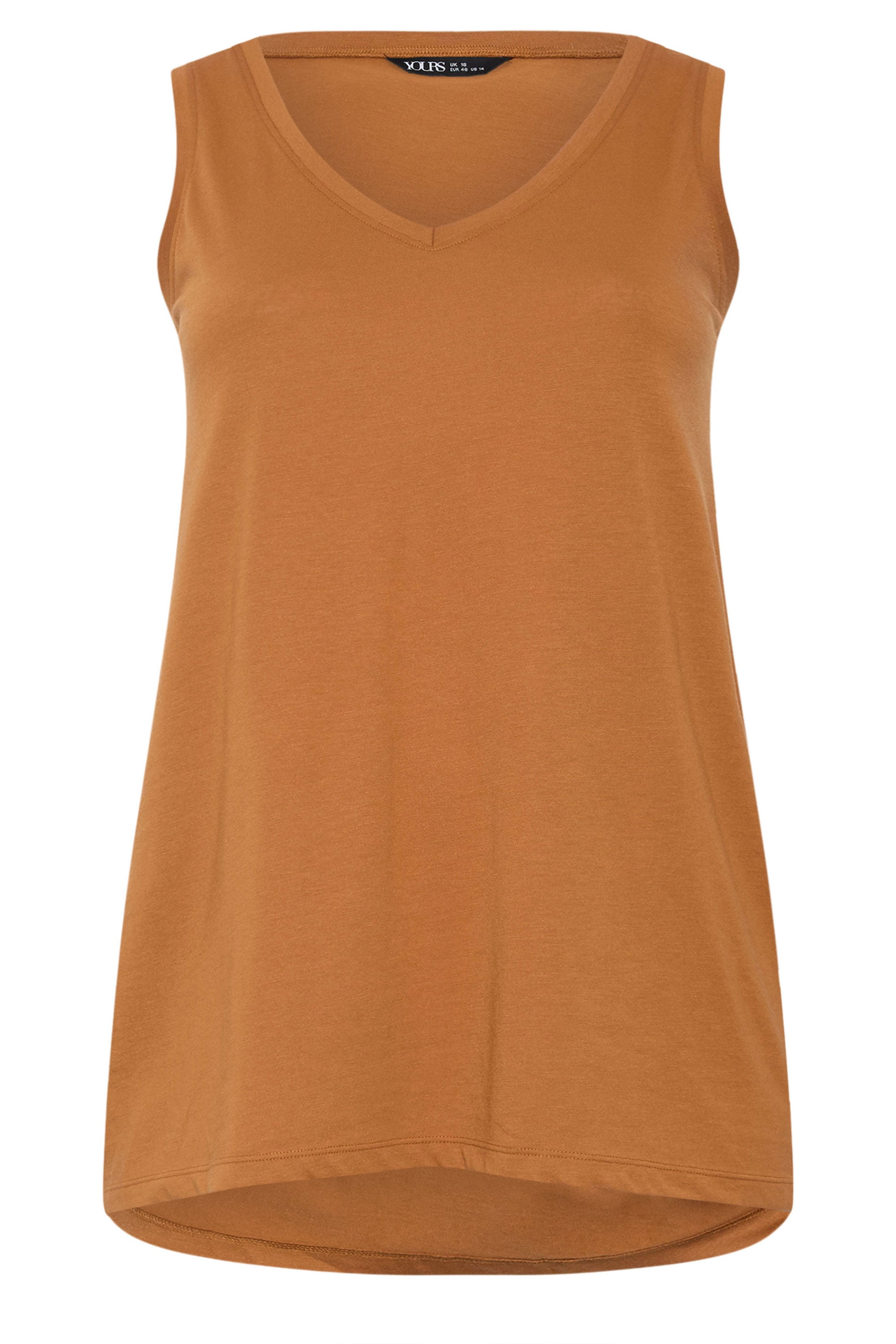 YOURS 3 PACK Plus Size Chocolate Brown & Rust Orange V-Neck Vest Tops | Yours Clothing 12