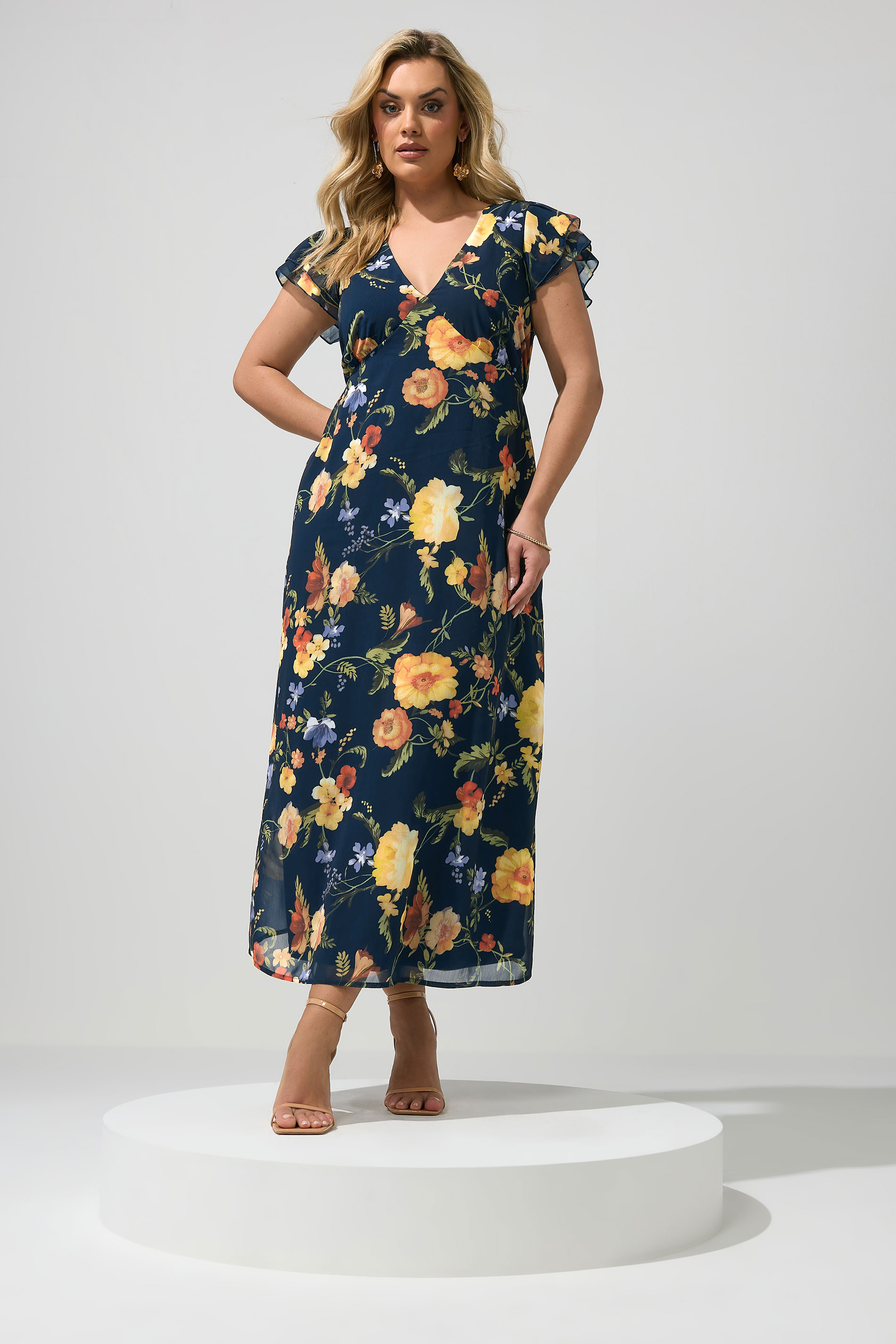 YOURS LONDON Plus Size Navy Blue Floral Maxi Dress | Yours Clothing 1