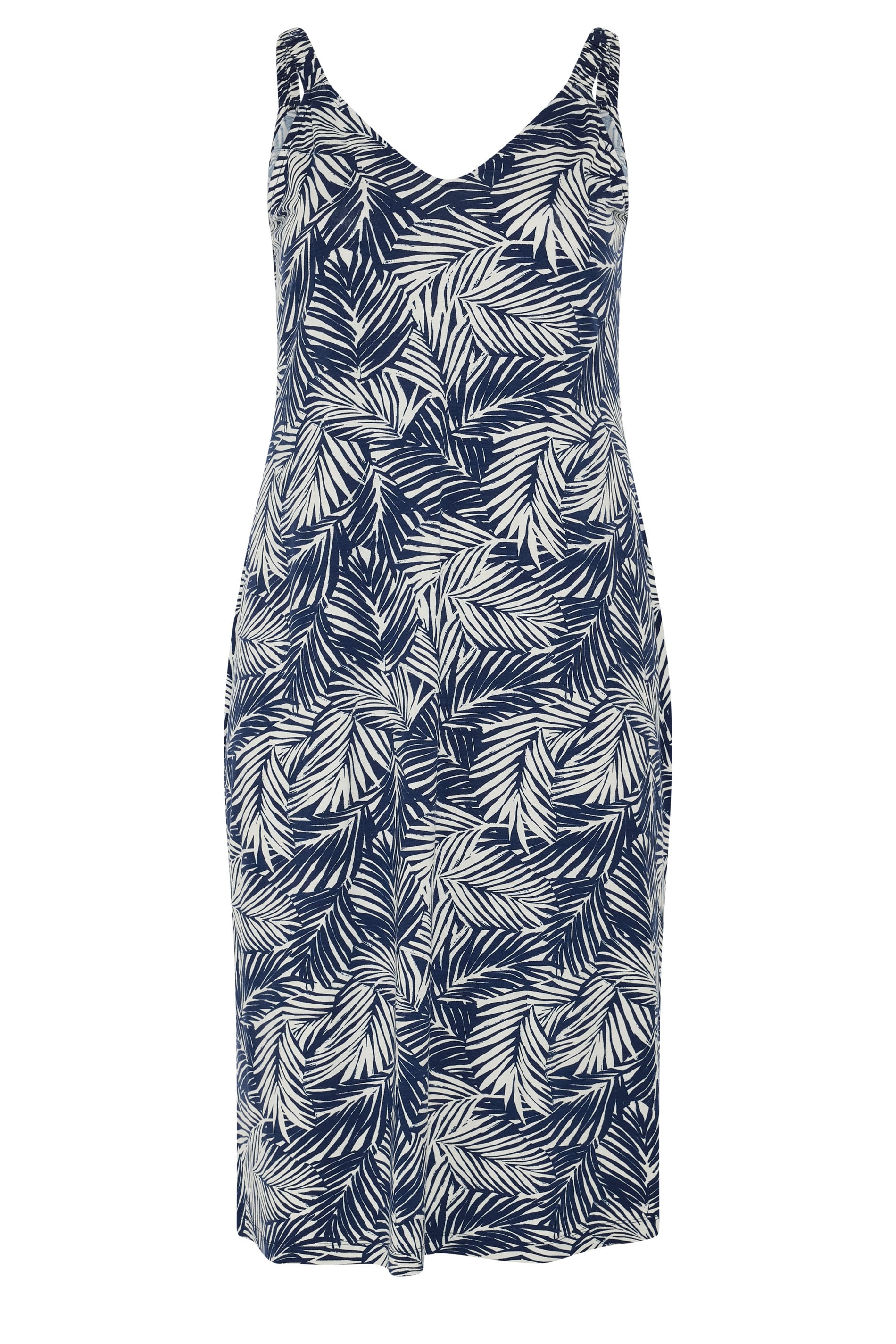 YOURS Plus Size Navy Blue Palm Leaf Throw On Dress | Yours Clothing 5