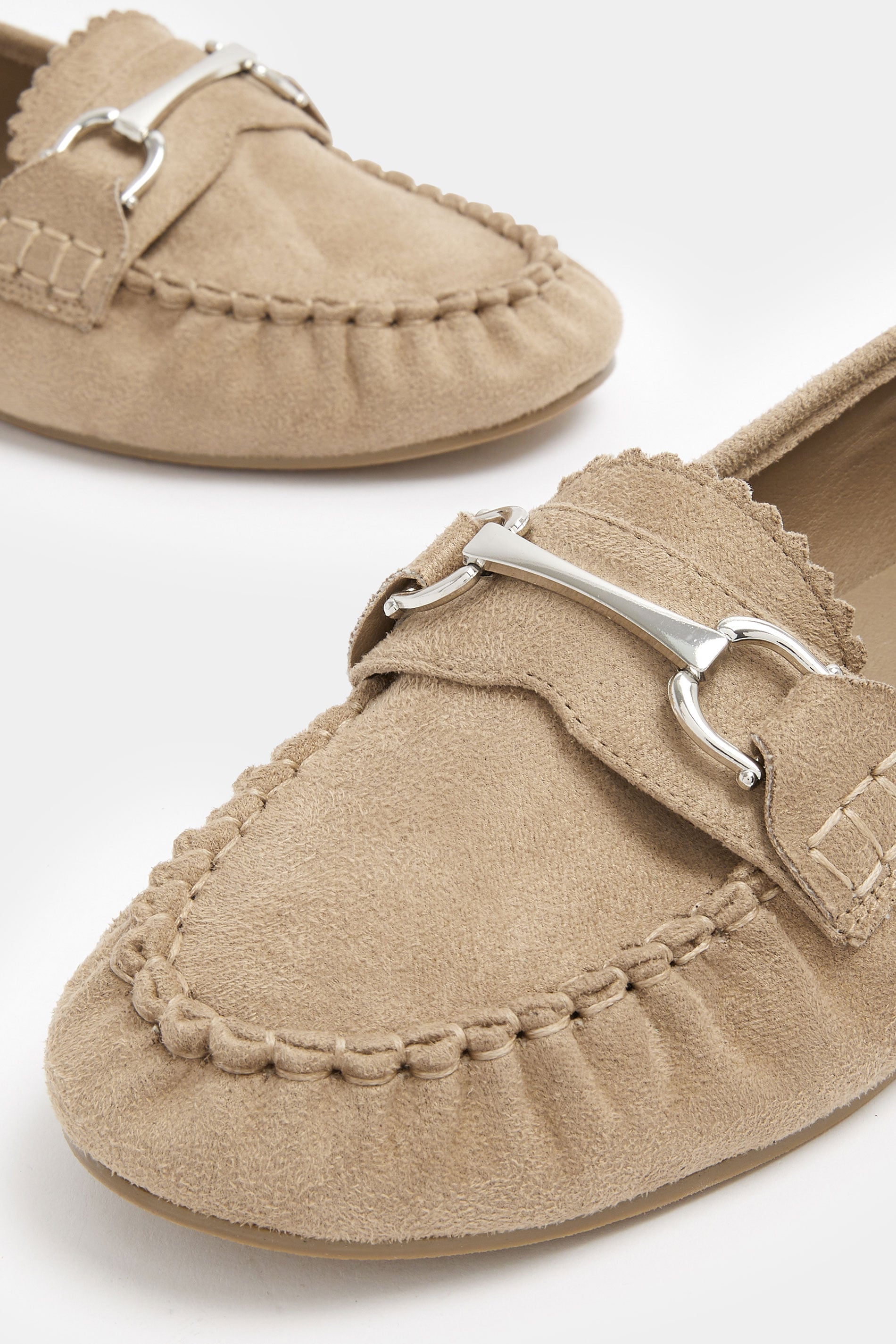 Natural Brown Faux Suede Loafers In Wide E Fit | Yours Clothing 4