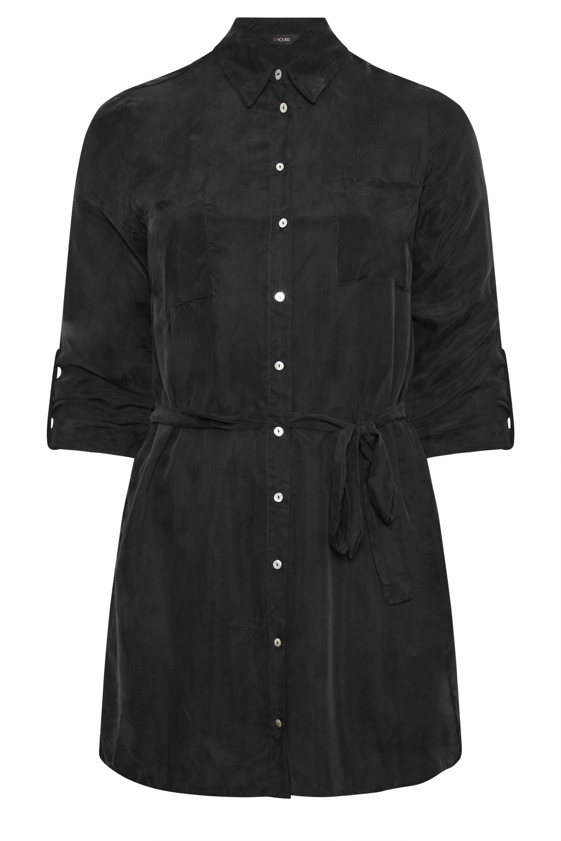 YOURS Plus Size Black Belted Tunic Shirt | Yours Clothing 5