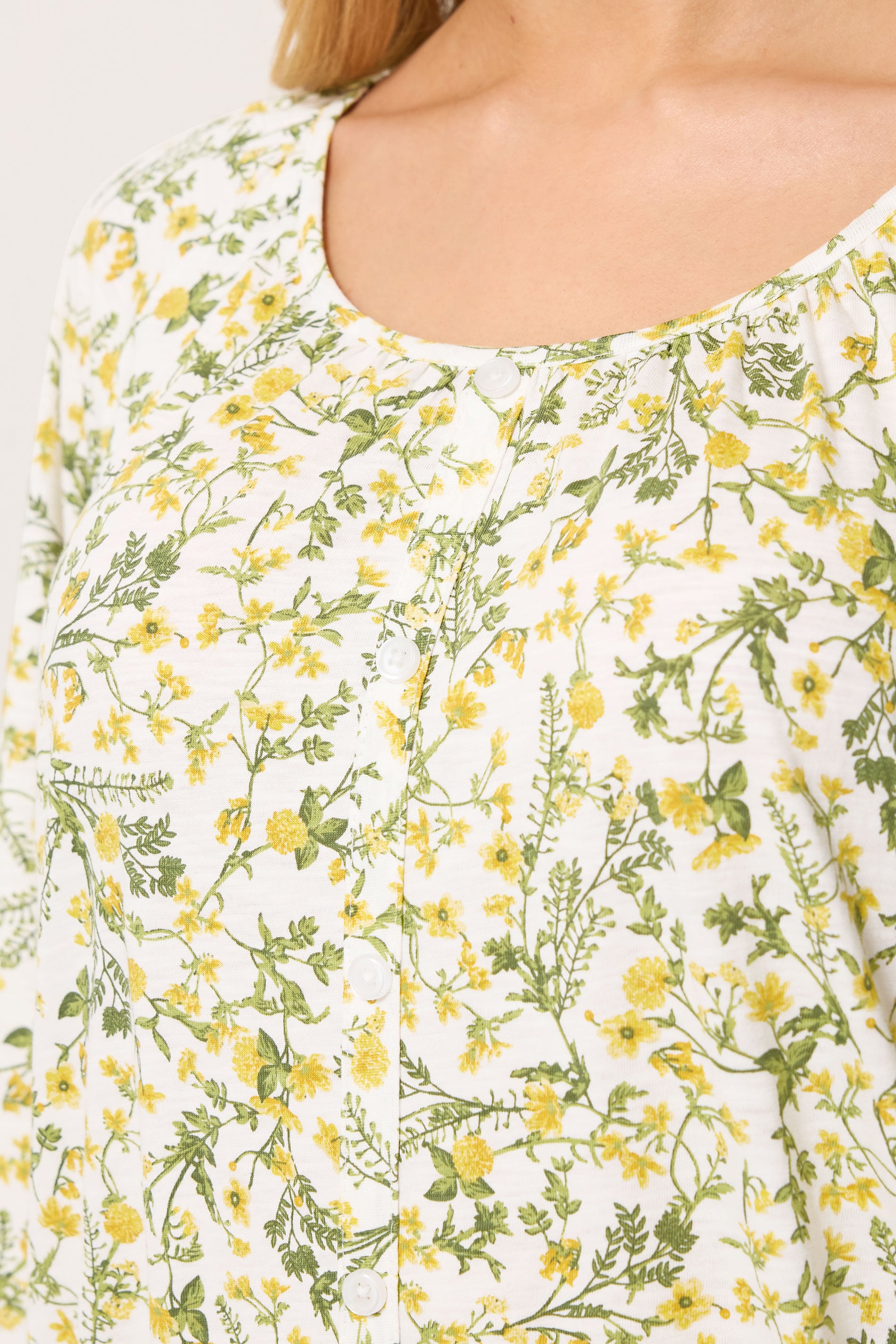 M&Co White & Yellow Floral Button Down Cotton Blouse | M&Co 4