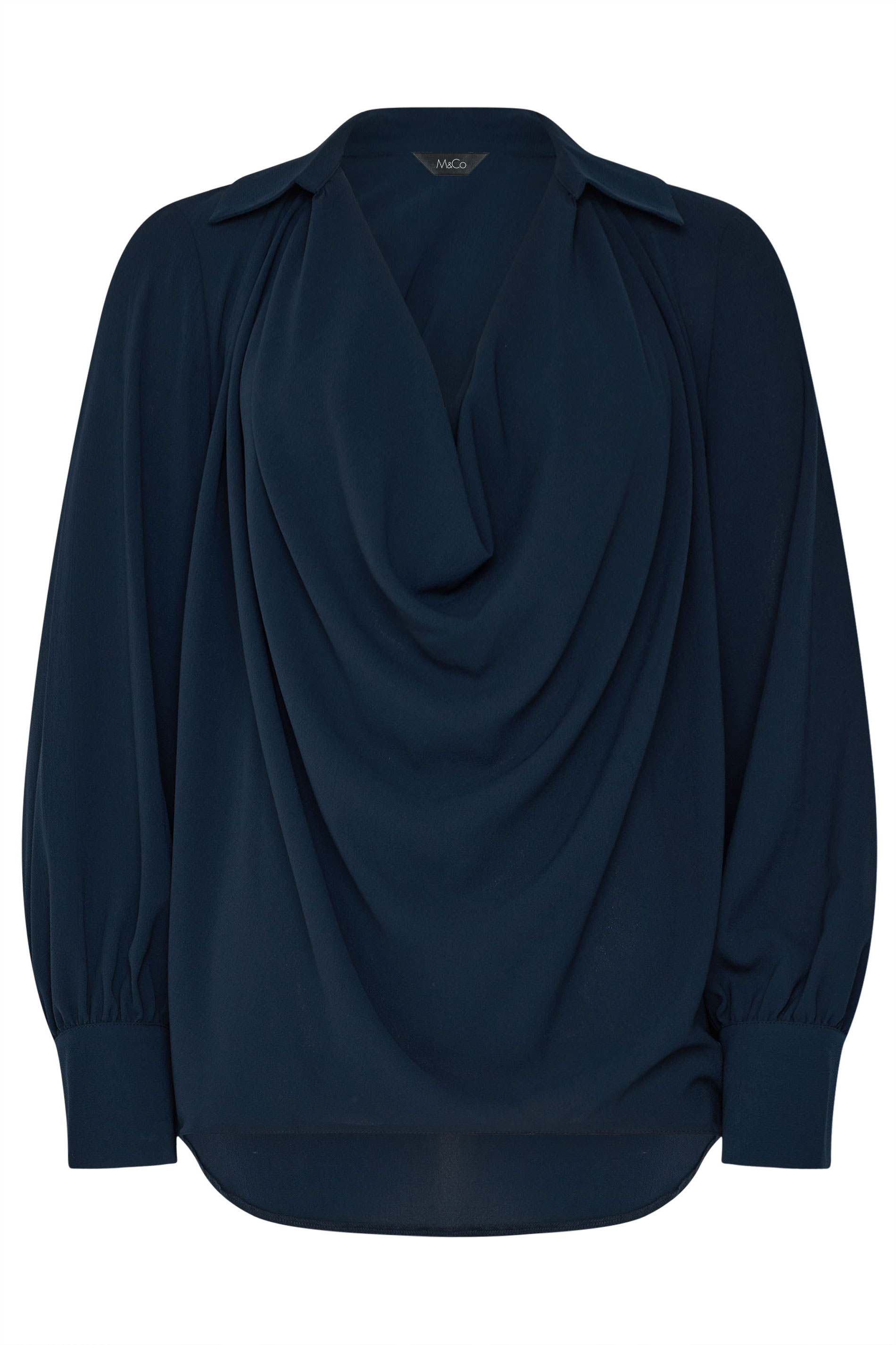M&Co Navy Blue Drape Front Blouse | M&Co 5
