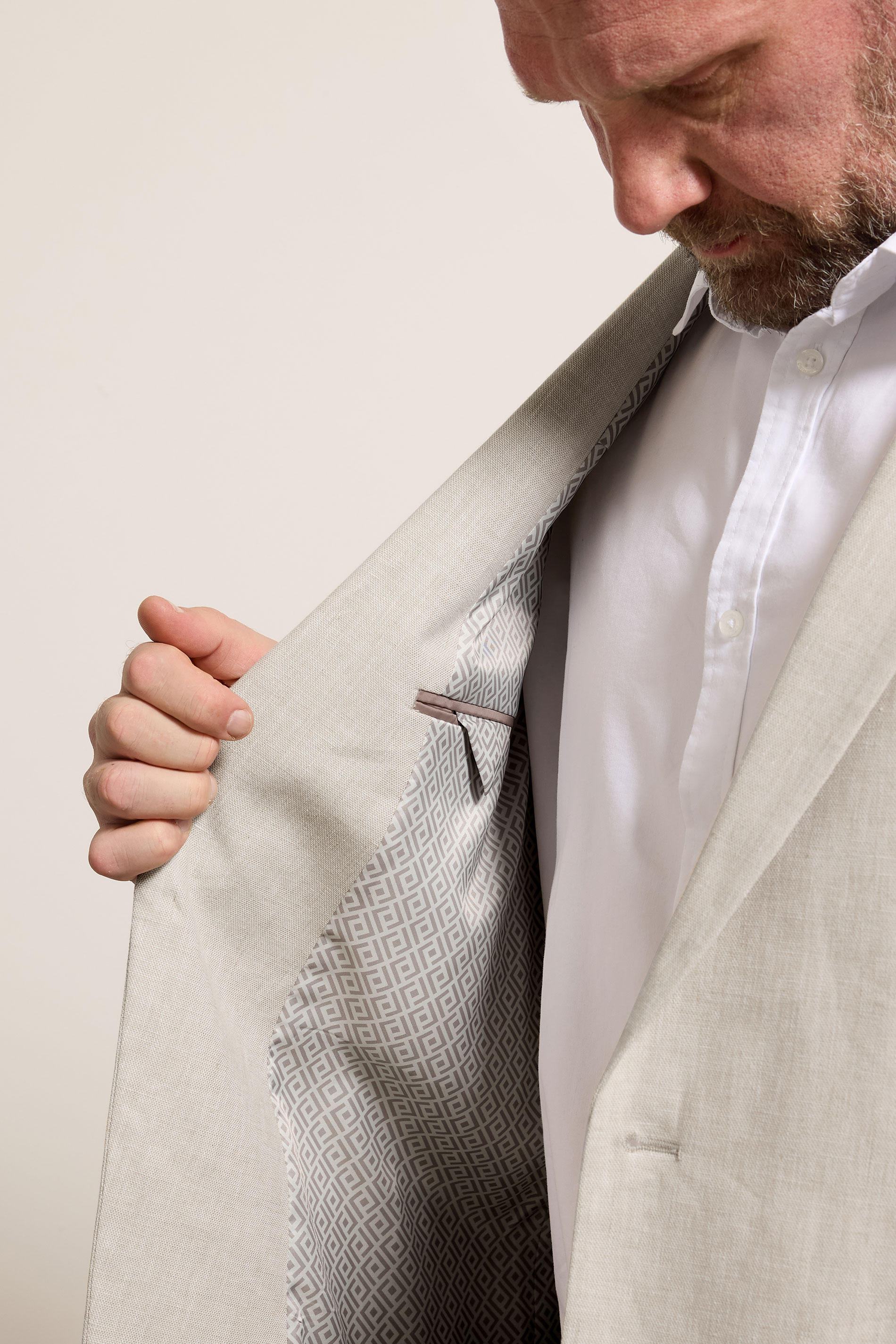 BadRhino Tailoring Big & Tall Oatmeal Brown Linen Suit Jacket | BadRhino 7