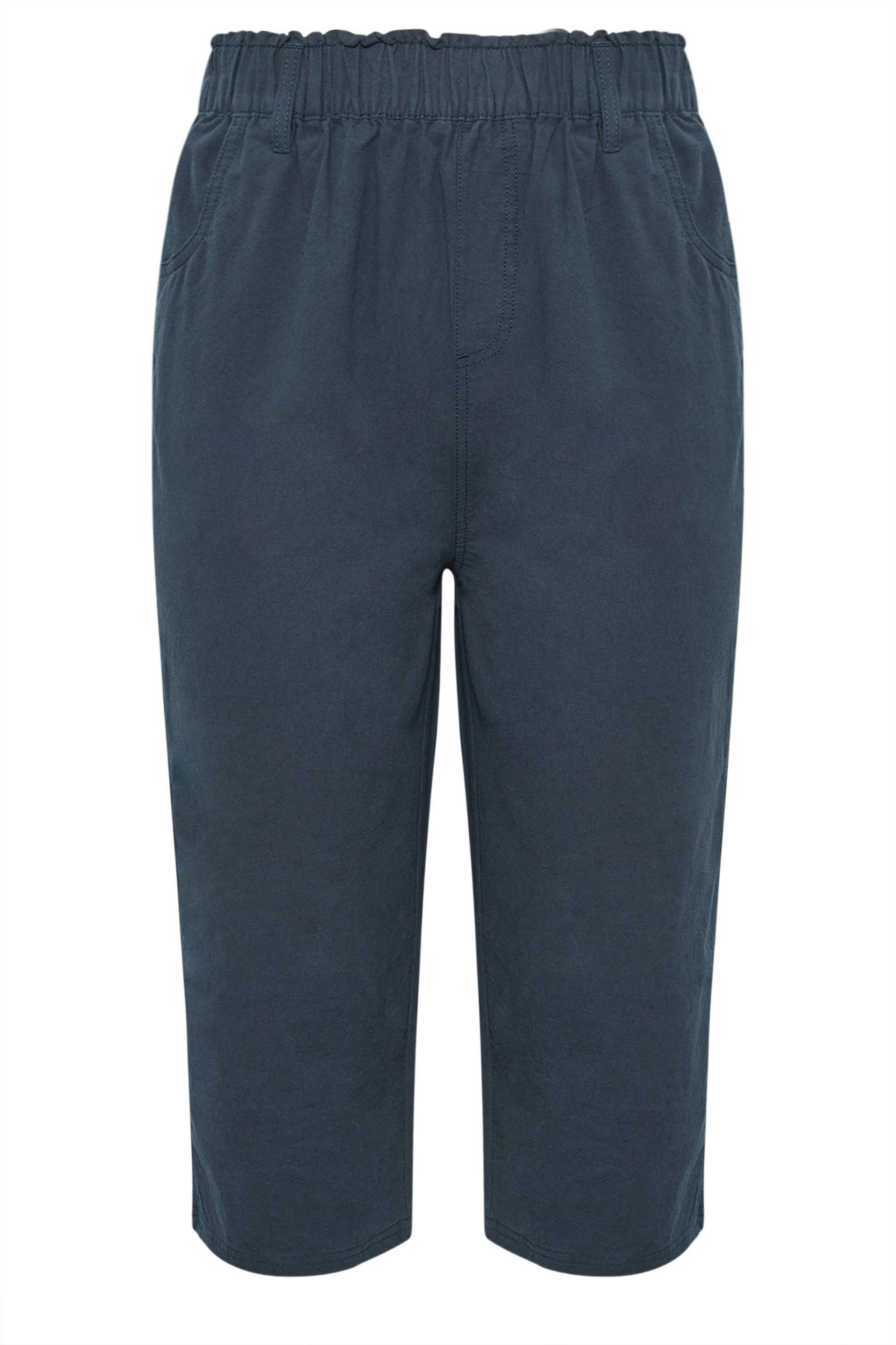 YOURS 2 PACK Plus Size Khaki Green & Navy Blue Cool Cotton Cropped Trousers | Yours Clothing 8
