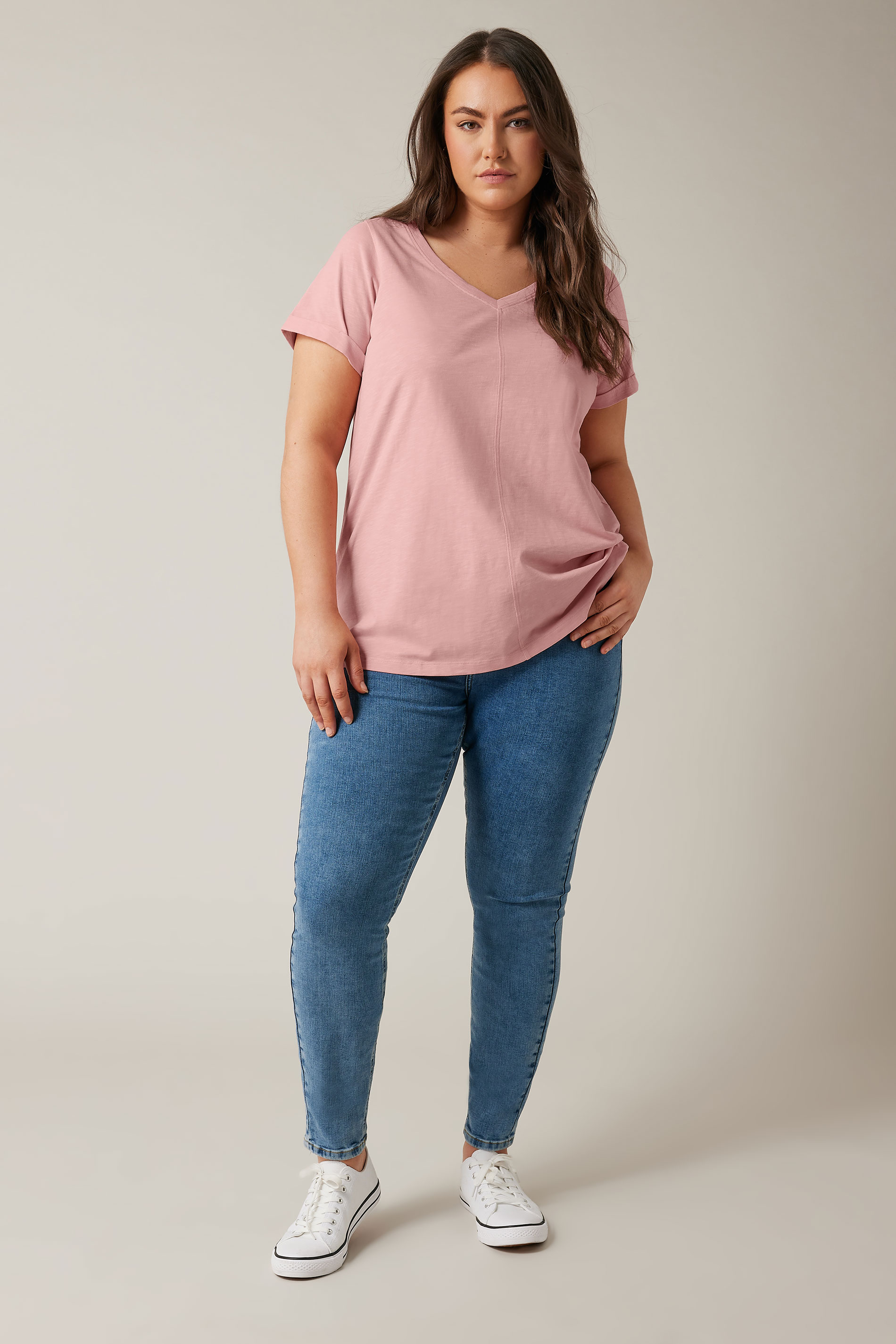 EVANS Plus Size Pink Pure Cotton T-Shirt | Yours Curve 3