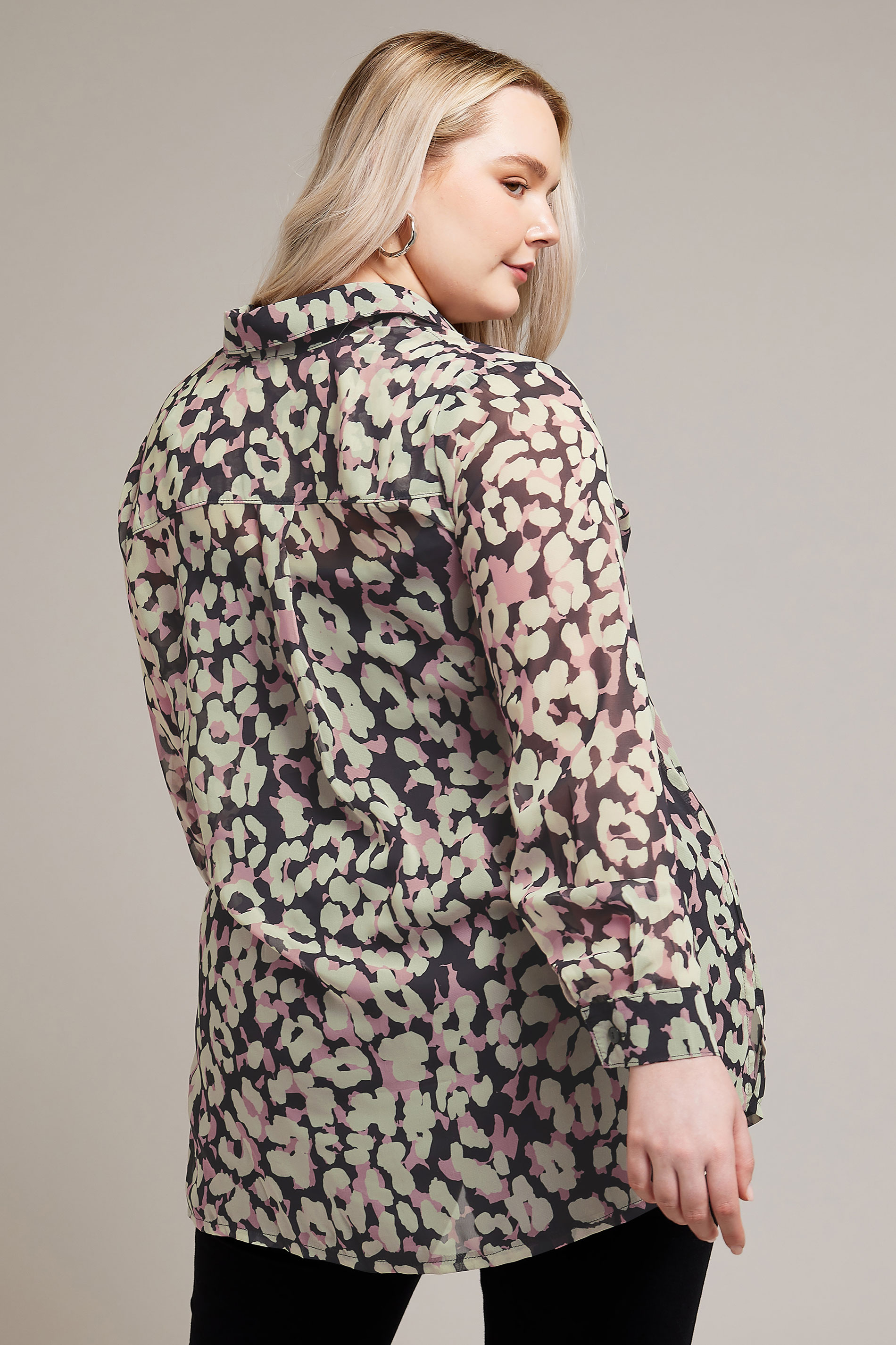 YOURS LONDON Plus Size Pink Animal Print  Longline Shirt | Yours Clothing 3