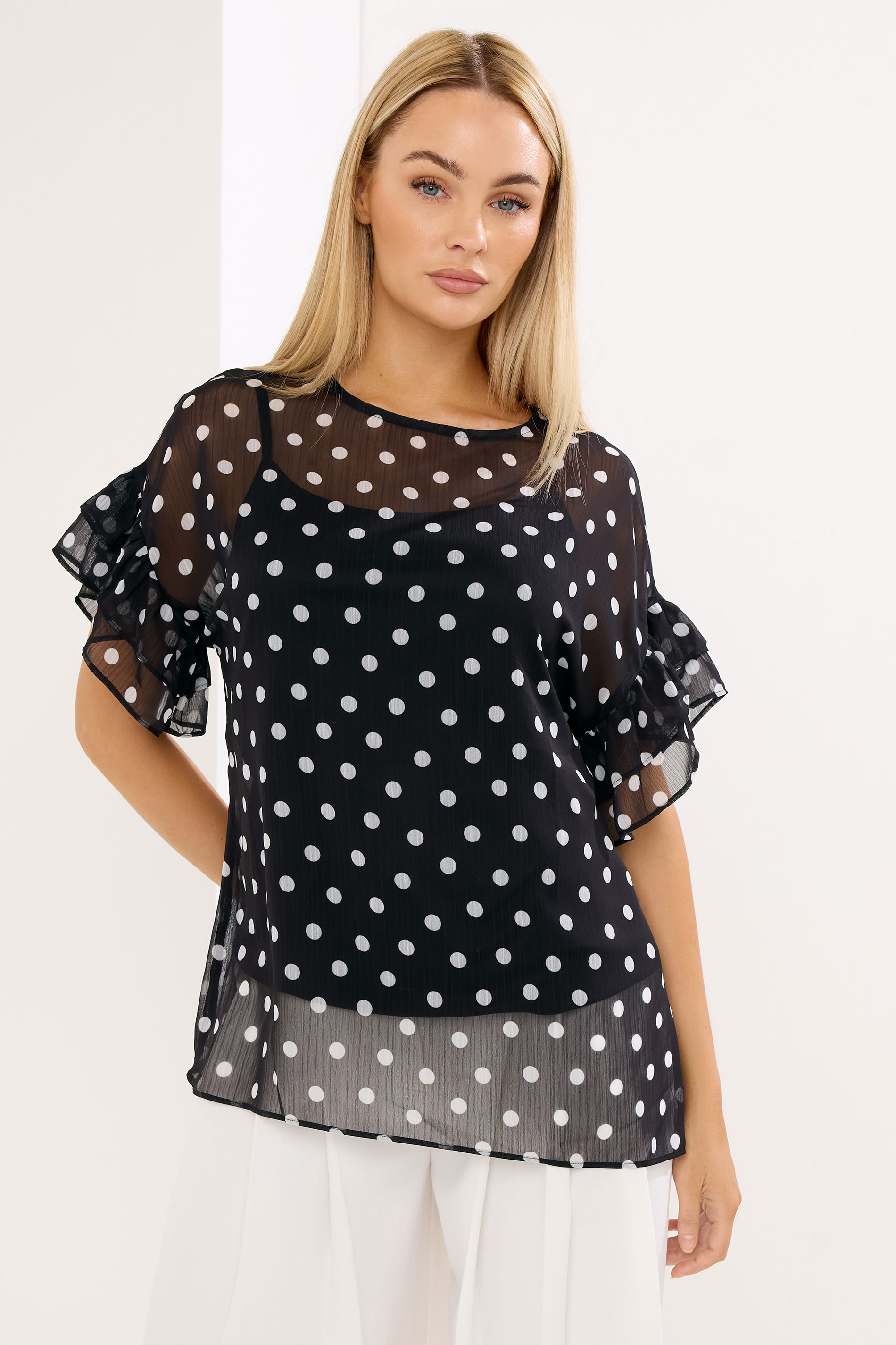 STAR Black Polka Dot Mesh Top | StarByJM 3
