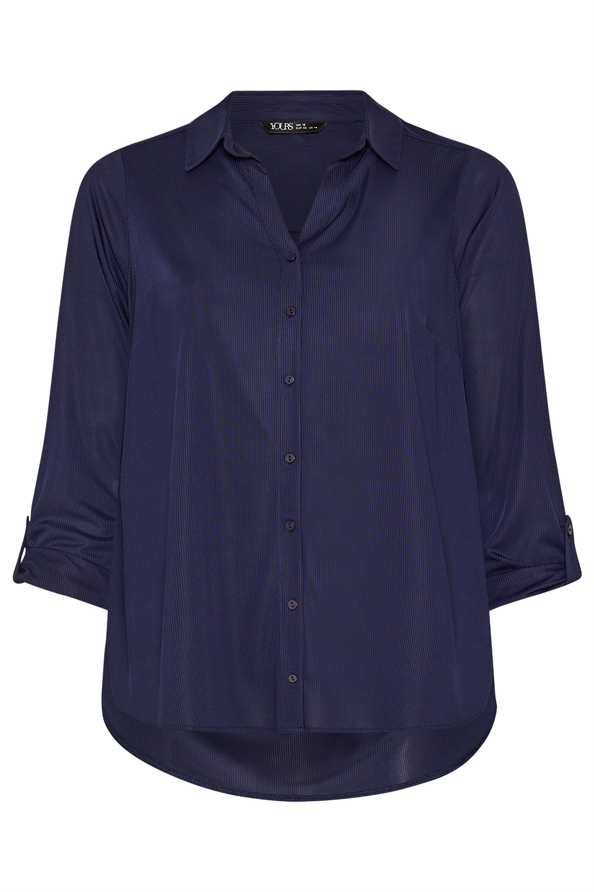 YOURS Plus Size Navy Blue Ribbed Shirt | Yours Clothing 5