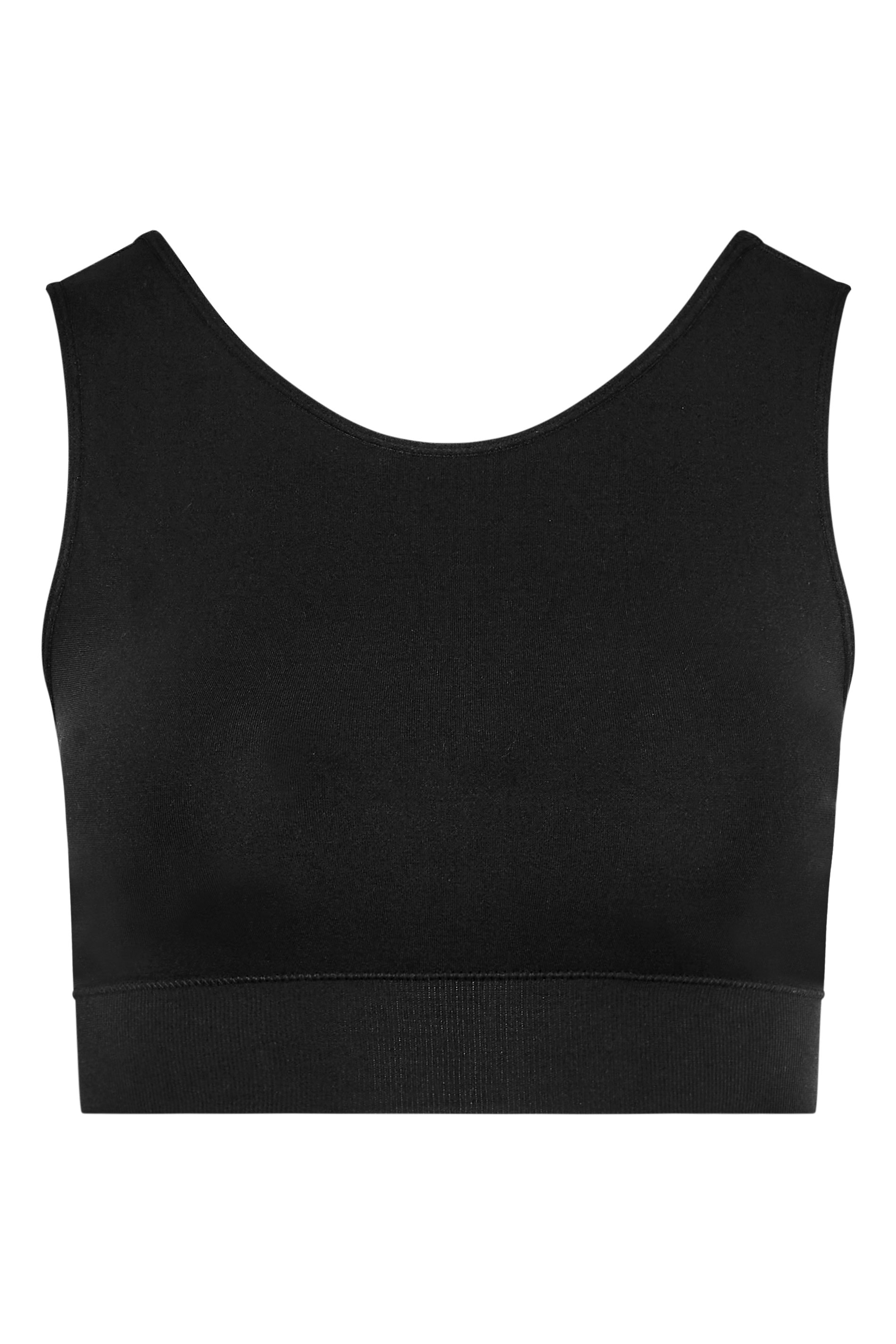Yours Curve Black Seamless Longline Padded Bralette Top | Yours Clothing 3