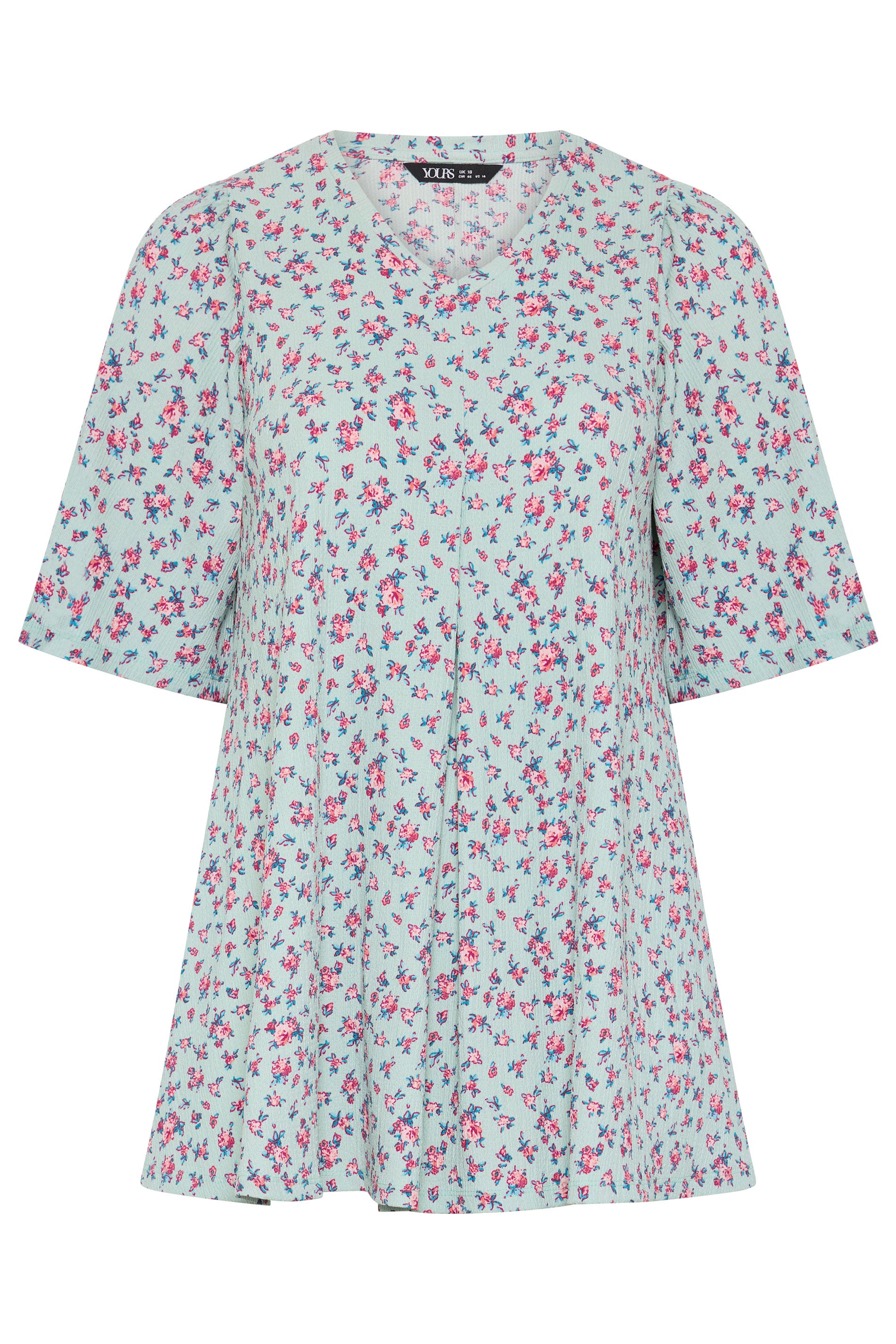 YOURS Plus Size Blue Ditsy Floral Textured Pleat Front Top | Yours Clothing 5