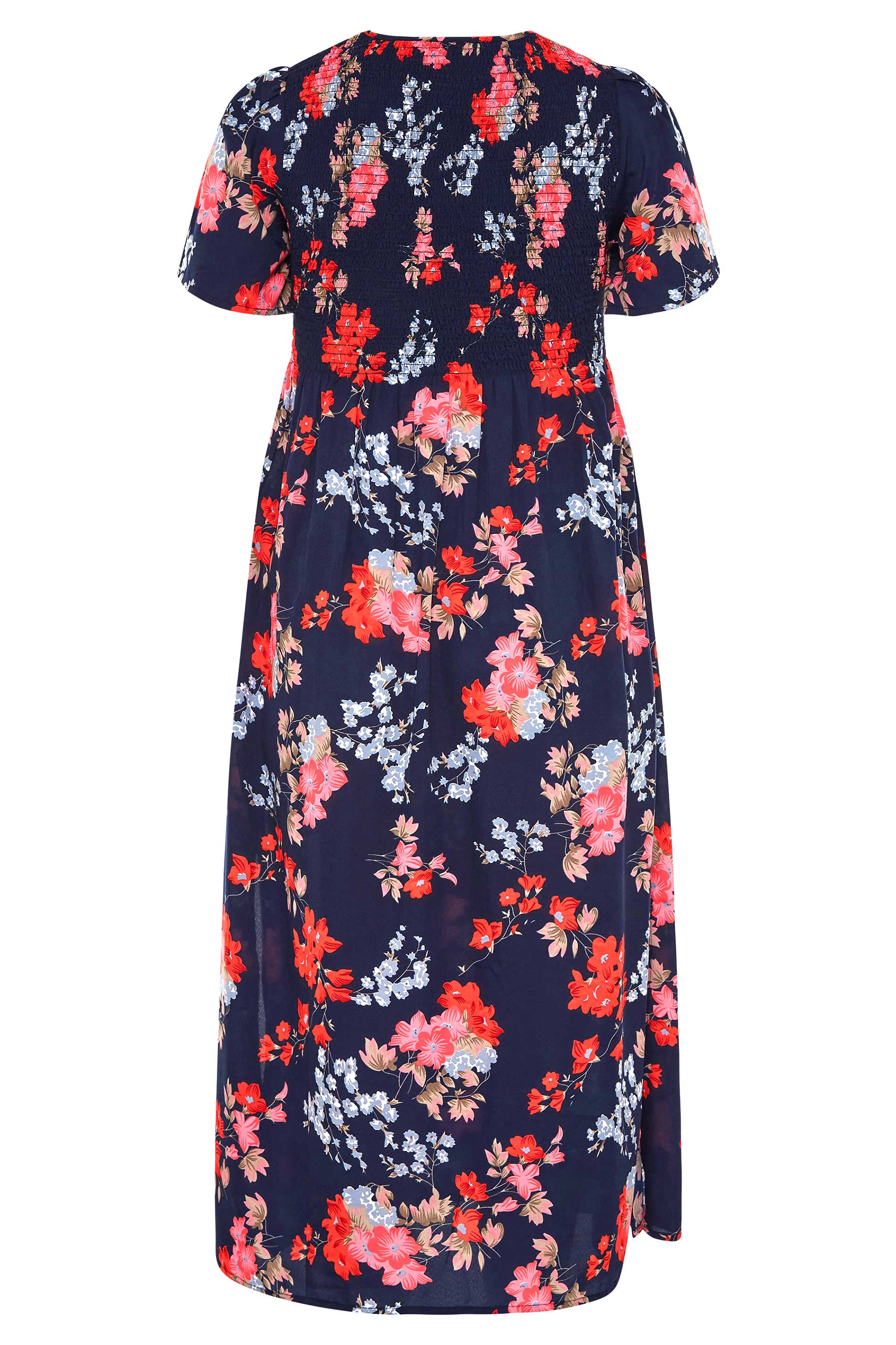 Blue Floral Shirred Maxi Dress | Yours Clothing