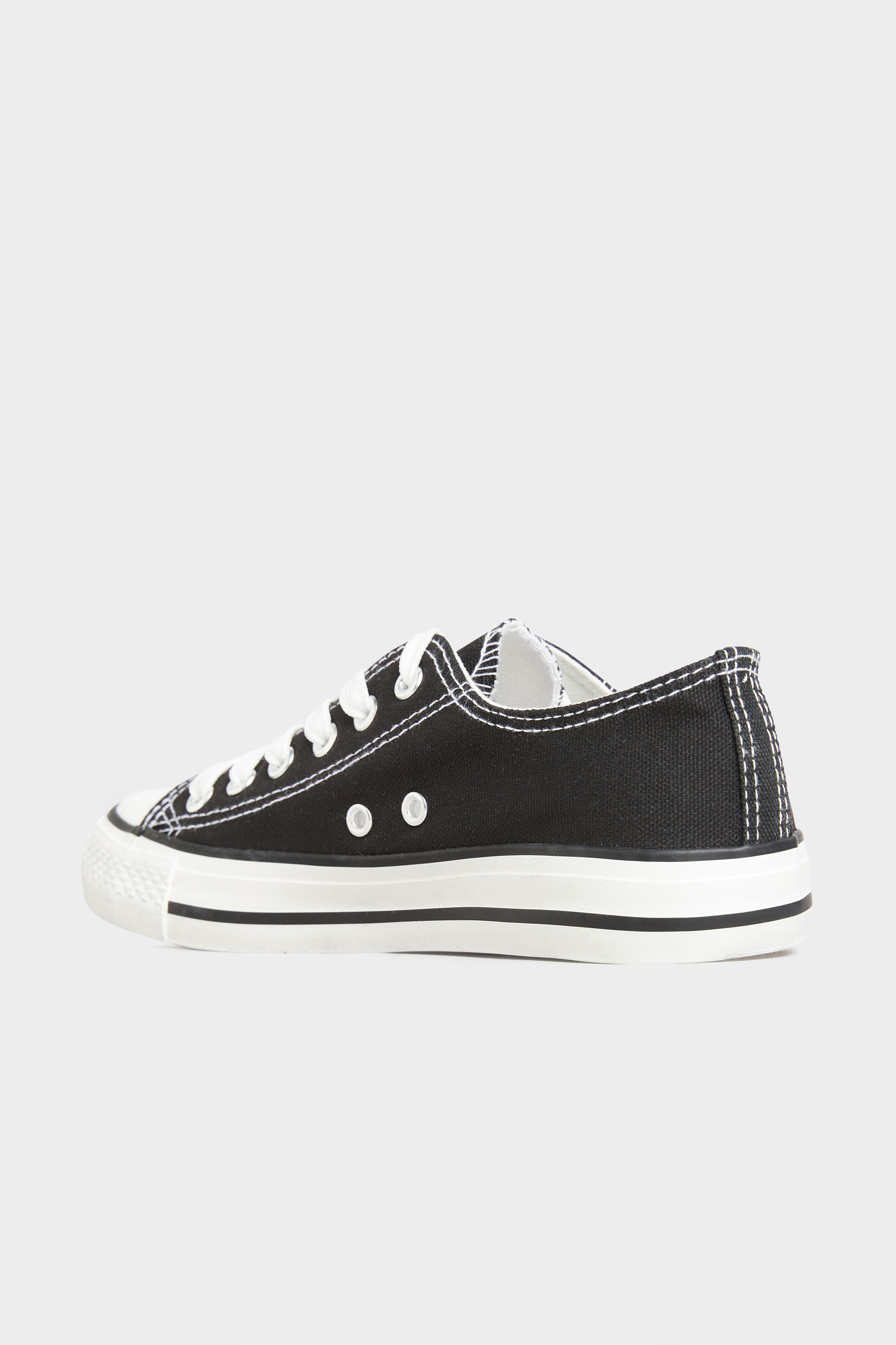 Black Canvas Low Trainer In Wide Fit | Yours Clothing