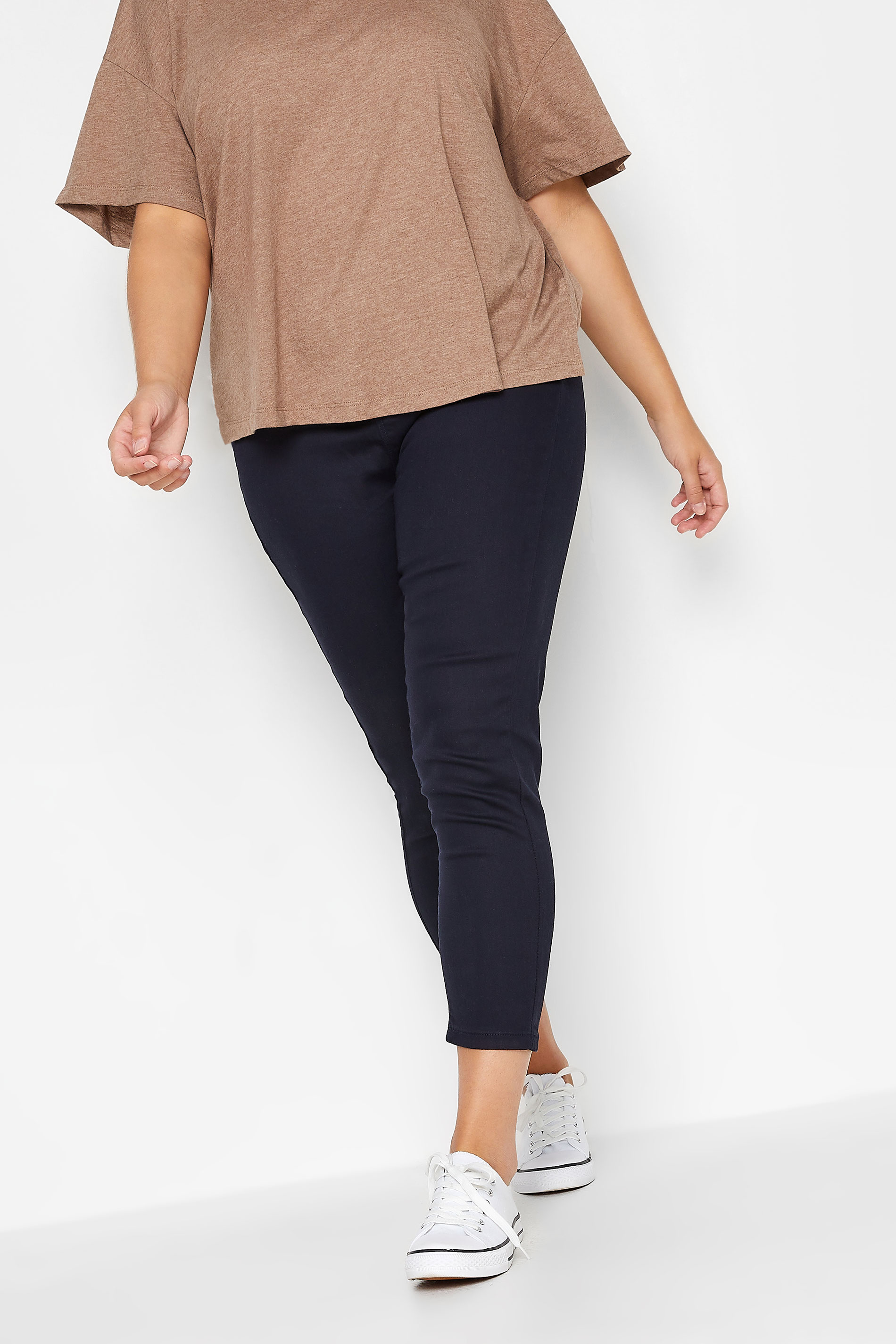 YOURS Plus Size Navy Blue Cropped Stretch GRACE Jeggings | Yours Clothing 1