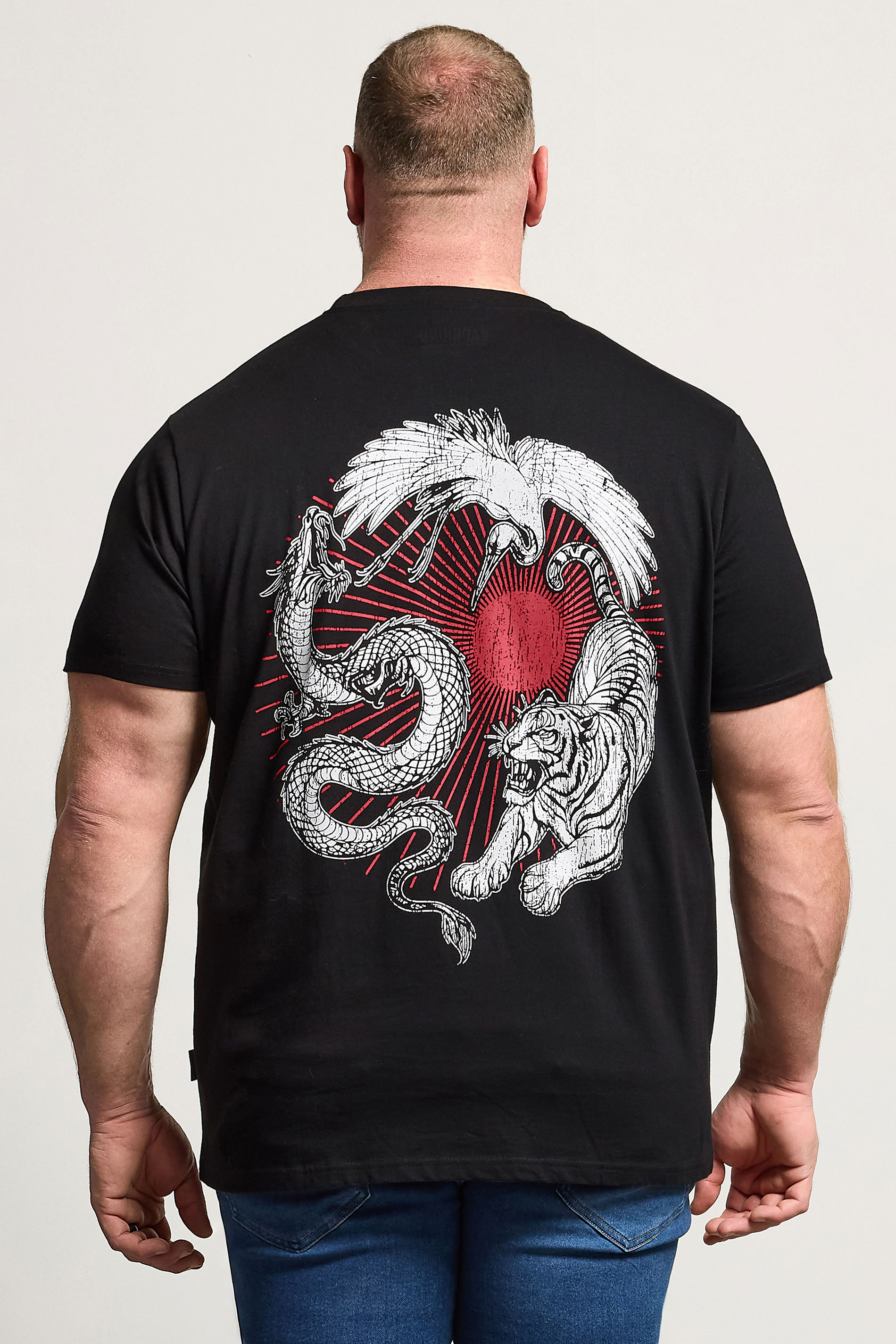 BadRhino Big & Tall Black Japanese Animal Graphic T-Shirt | BadRhino 2
