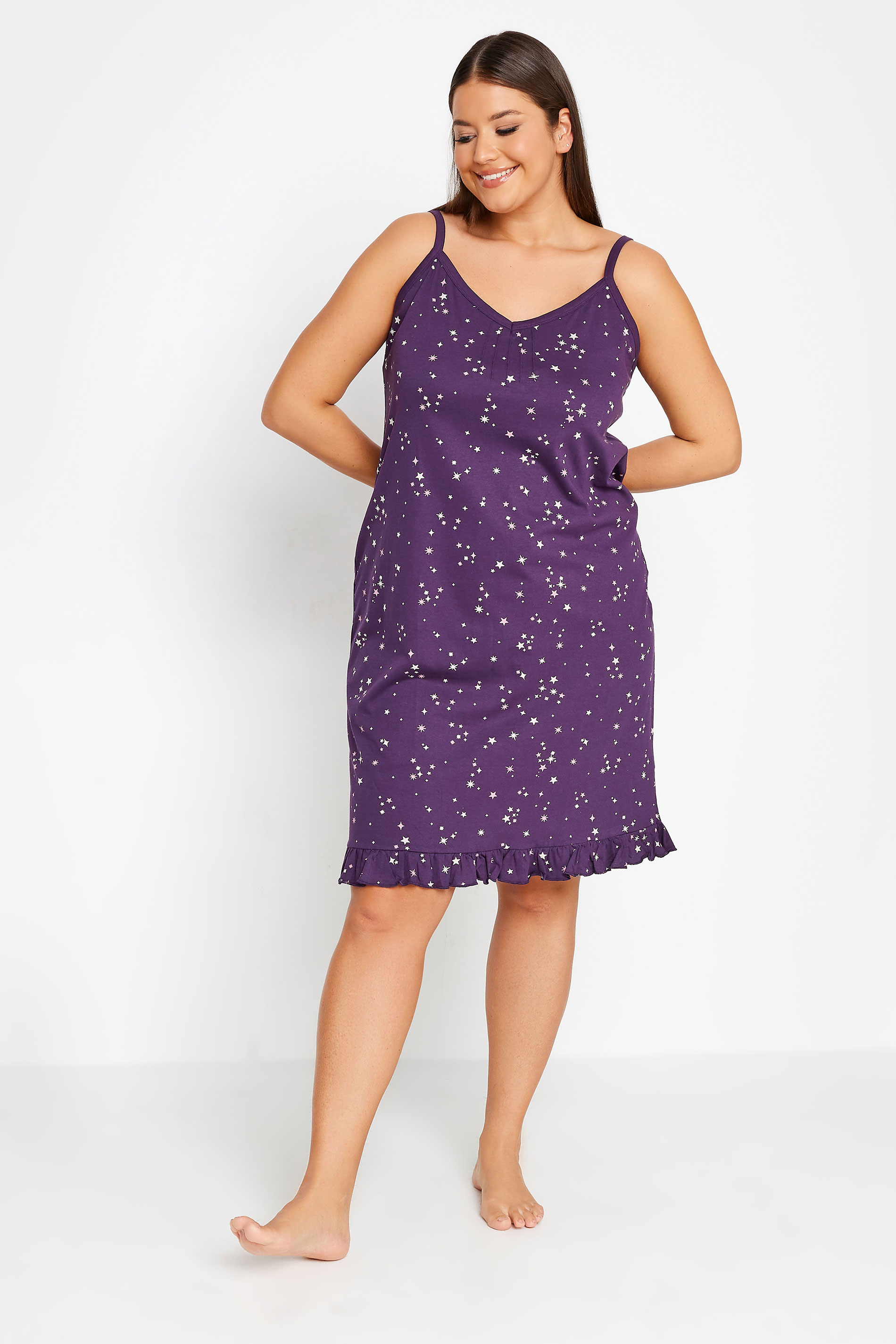 YOURS Plus Size Purple Star Print Chemise Nightdress | Yours Clothing 2
