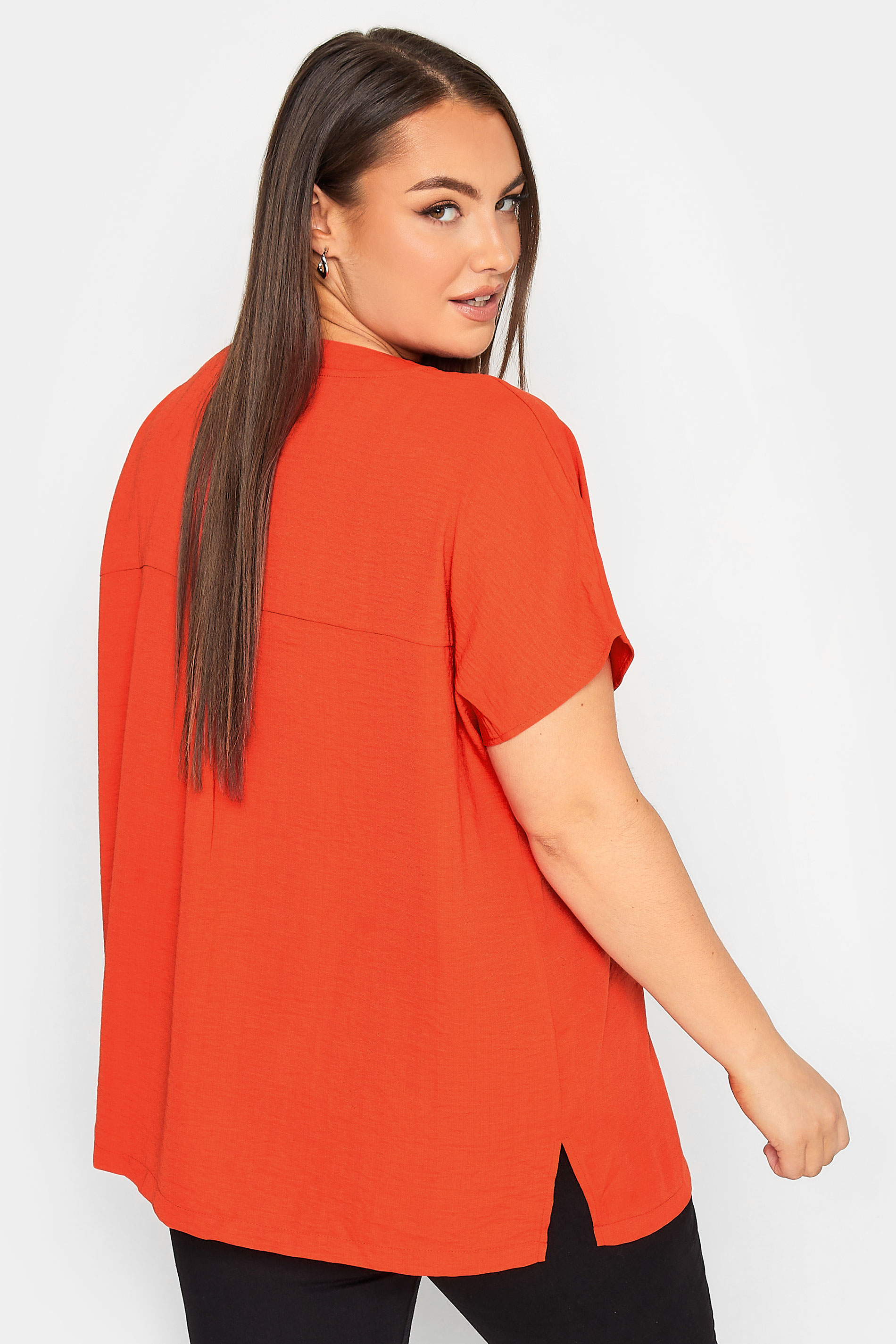 YOURS Plus Size Red V-Neck Shirt | Yours Clothing  3