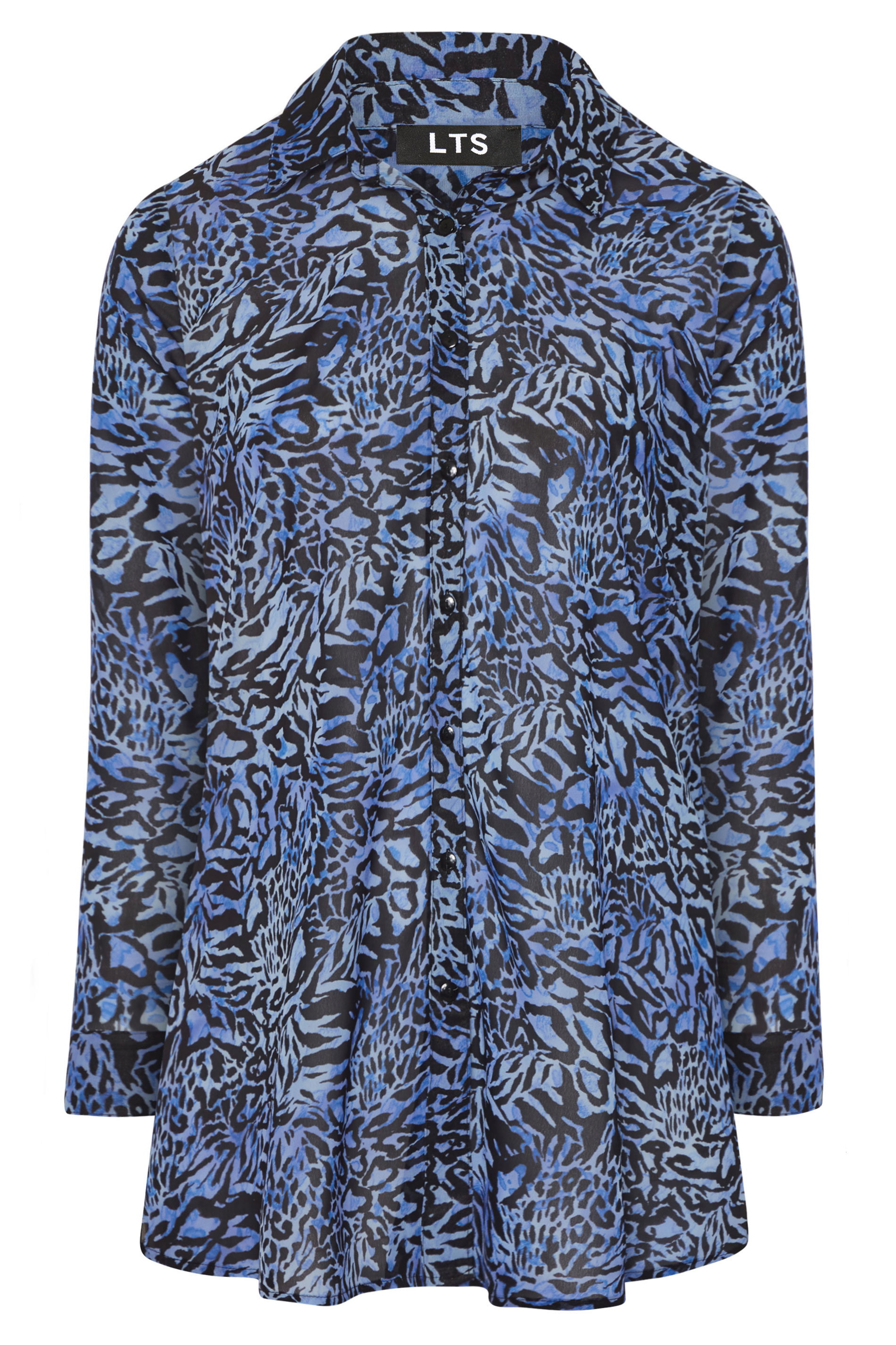 LTS Blue Mixed Animal Longline Chiffon 