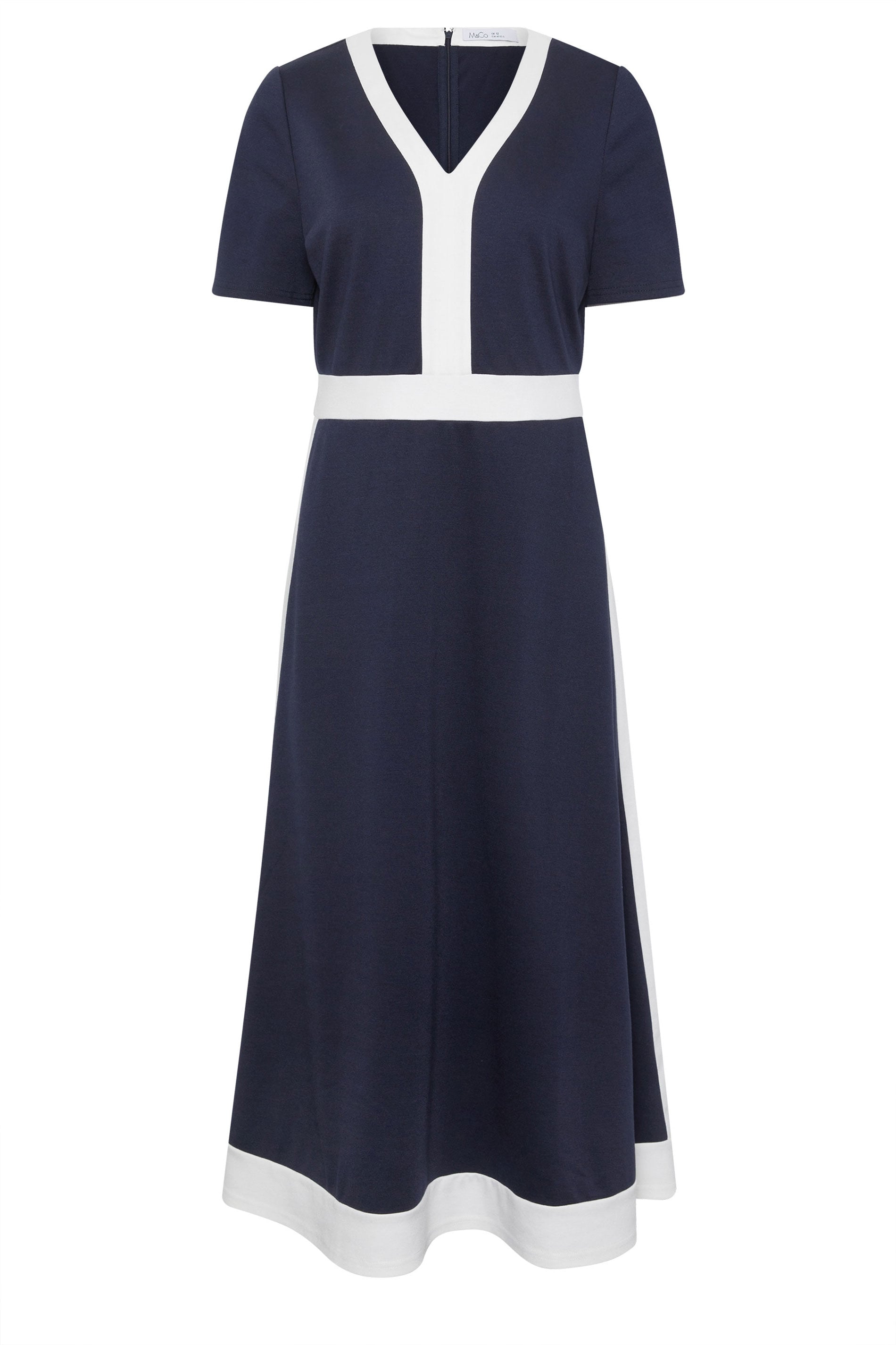 M&Co Navy Blue Colourblock Midi Dress | M&Co 7