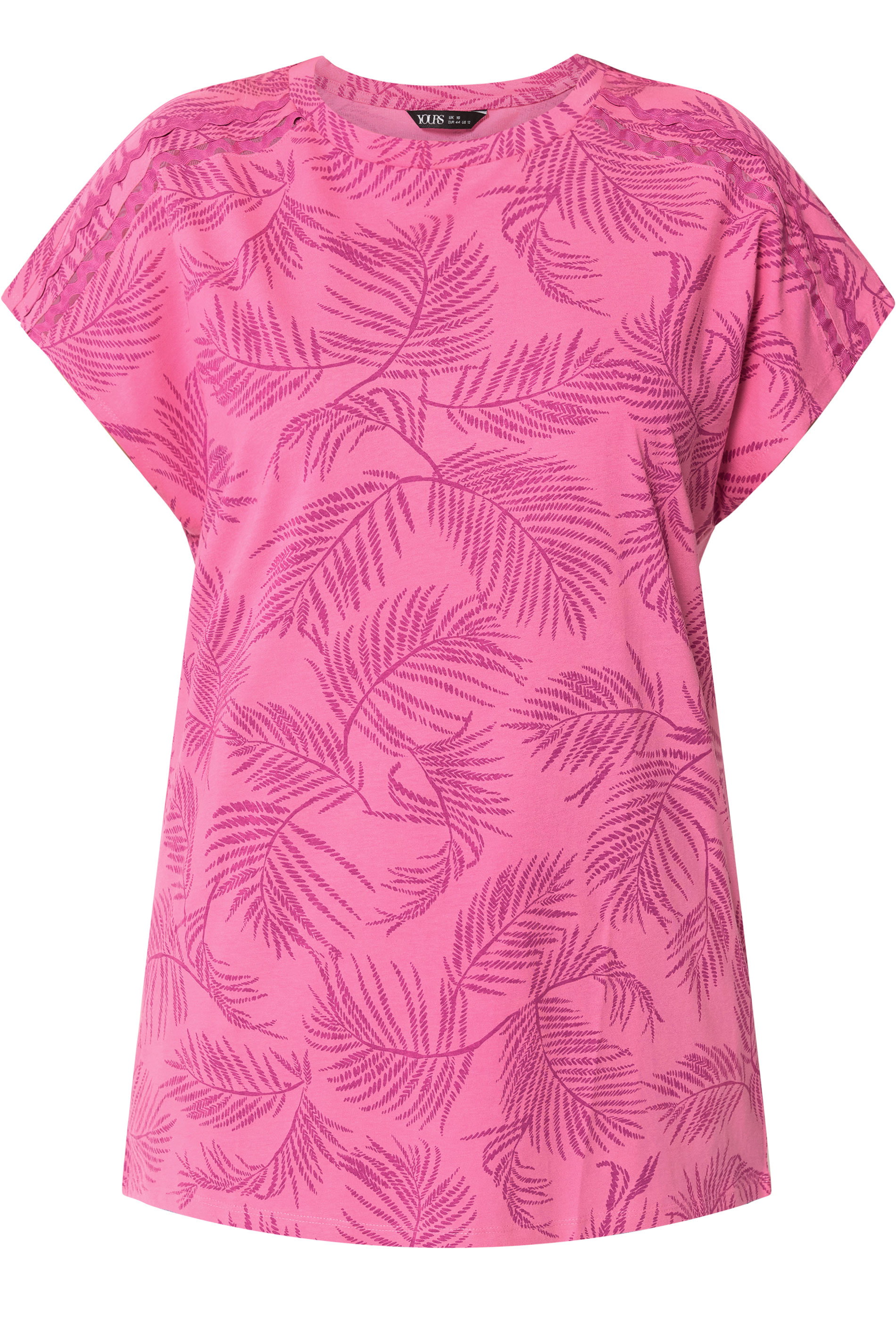 YOURS Plus Size Pink Palm Tree Trim Detail T-Shirt | Yours Clothing 5