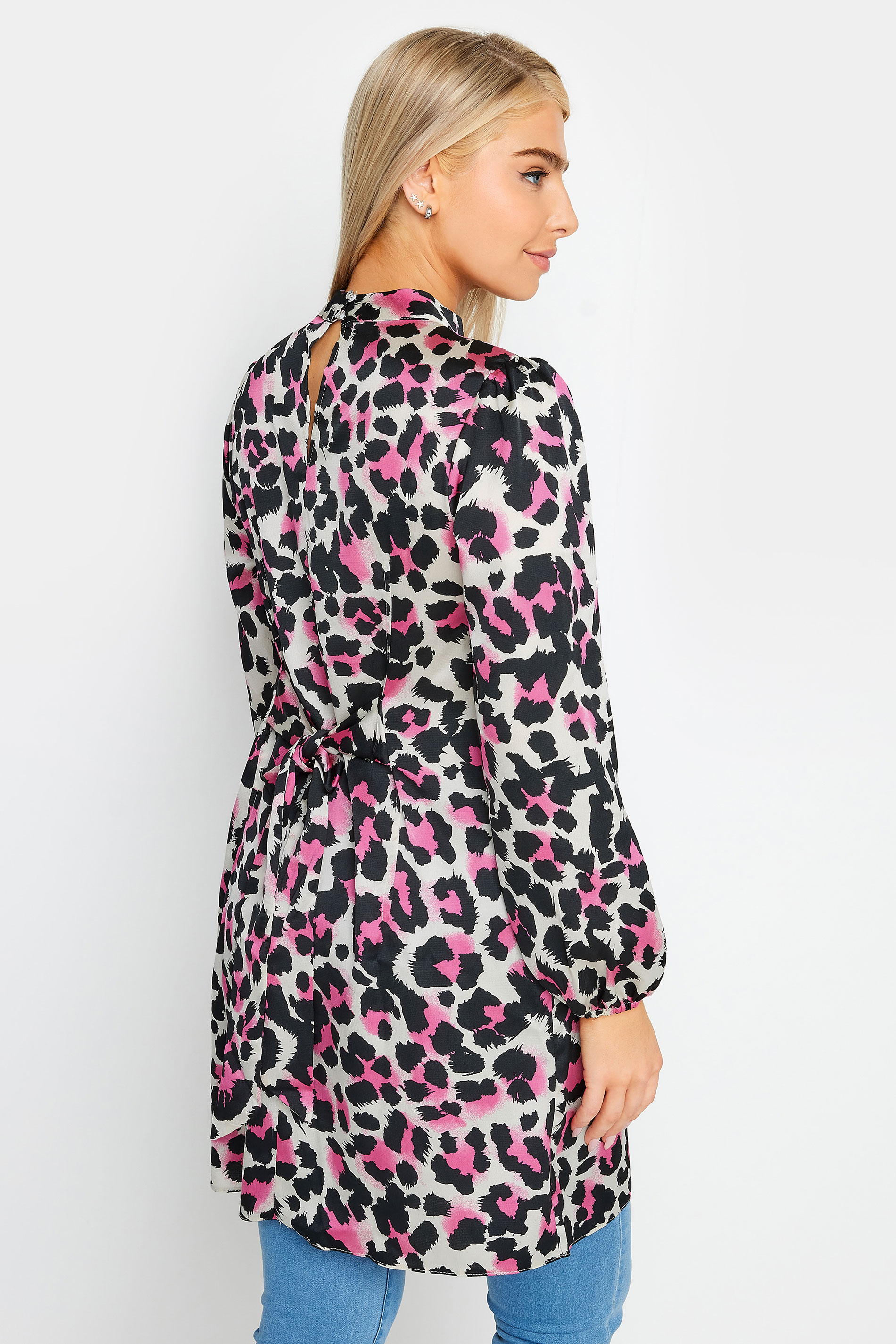 M&Co Pink Leopard Print High Neck Tunic Top | M&Co  3