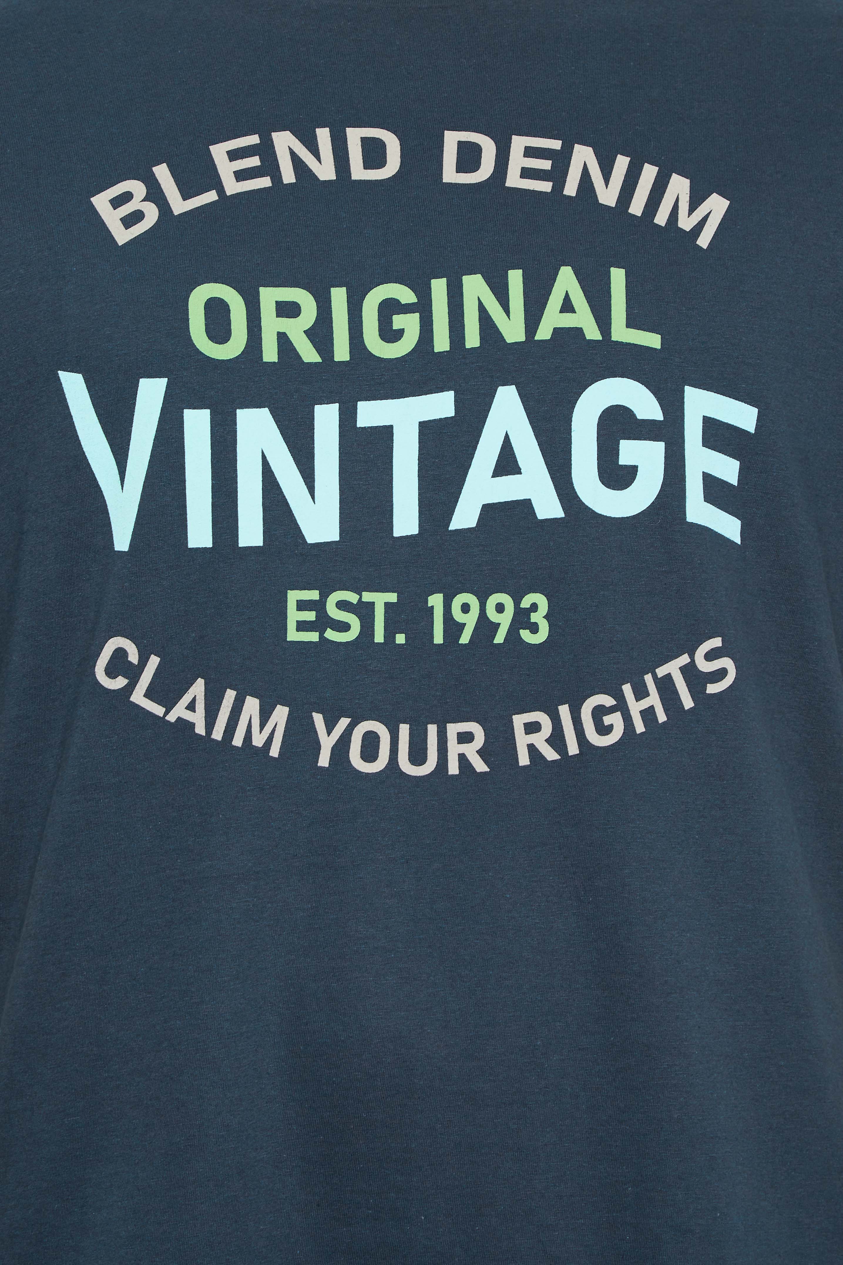 BLEND Big & Tall Navy Blue Vintage Logo Print T-Shirt | BadRhino 2