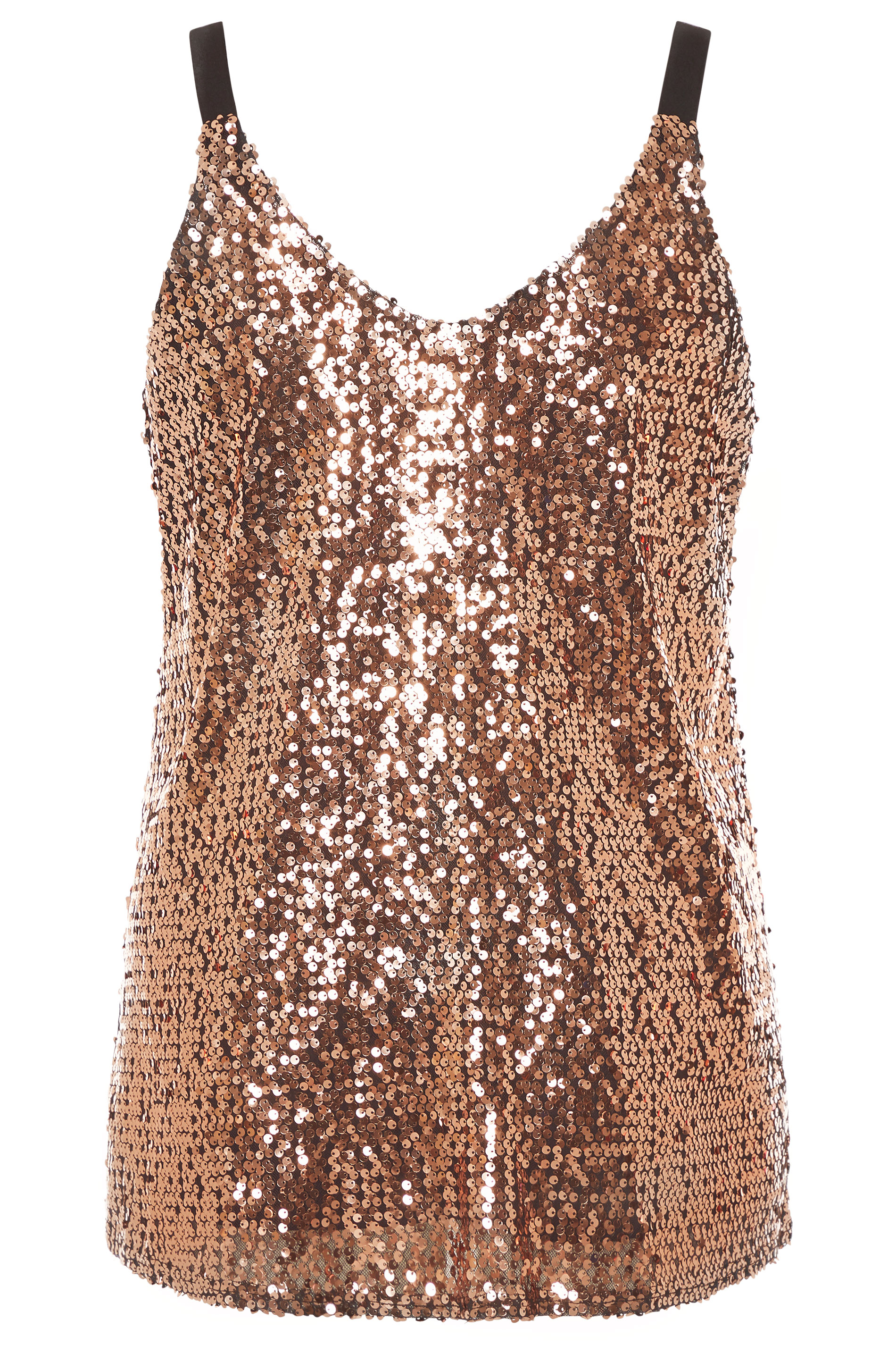 YOURS LONDON Bronze Sequin Cami Top | Yours Clothing