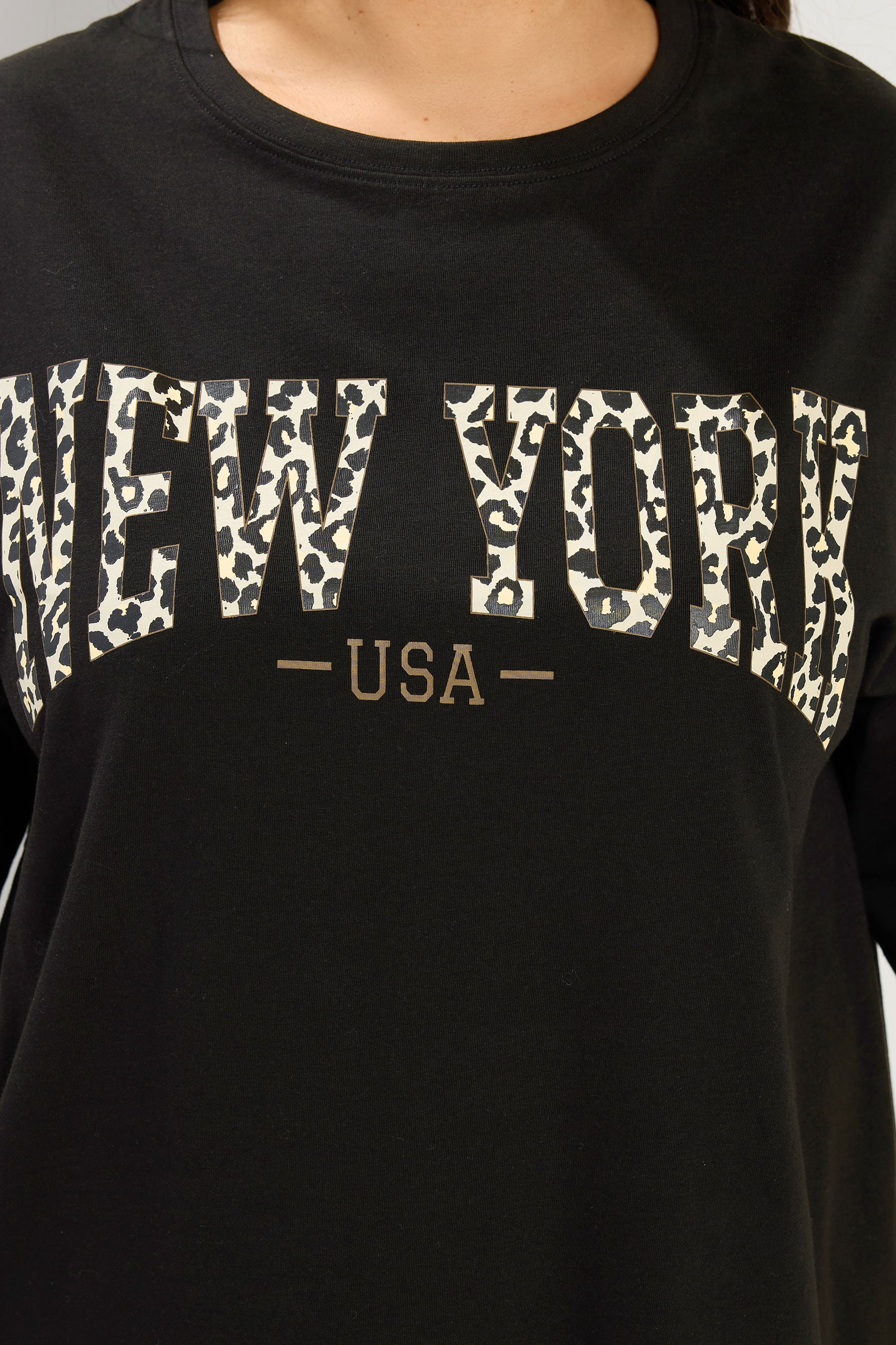 YOURS Plus Size Black 'New York' Leopard T-Shirt | Yours Clothing 4